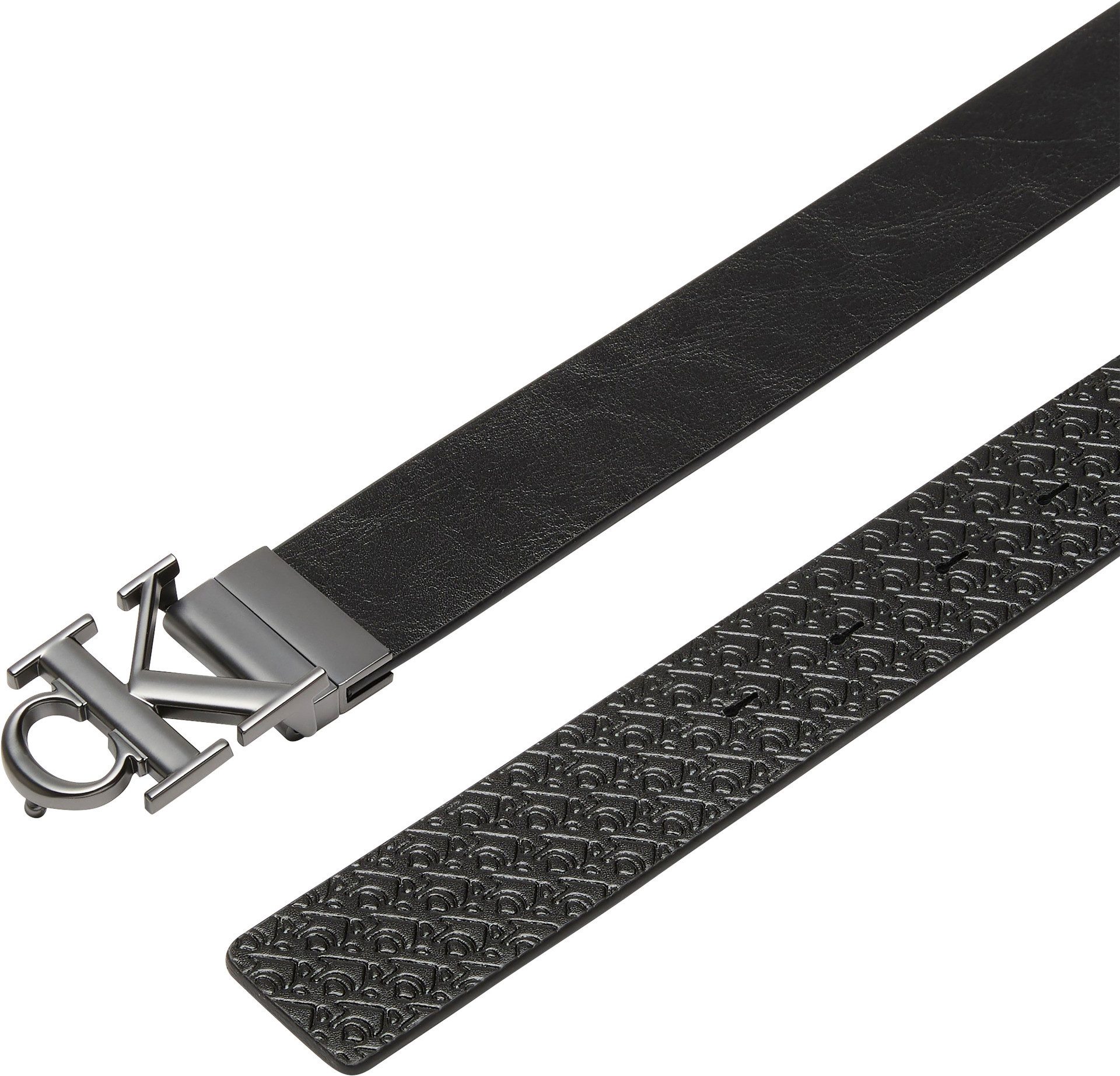 Calvin Klein Leren riem MNGRM PLQ BCKL 35MM