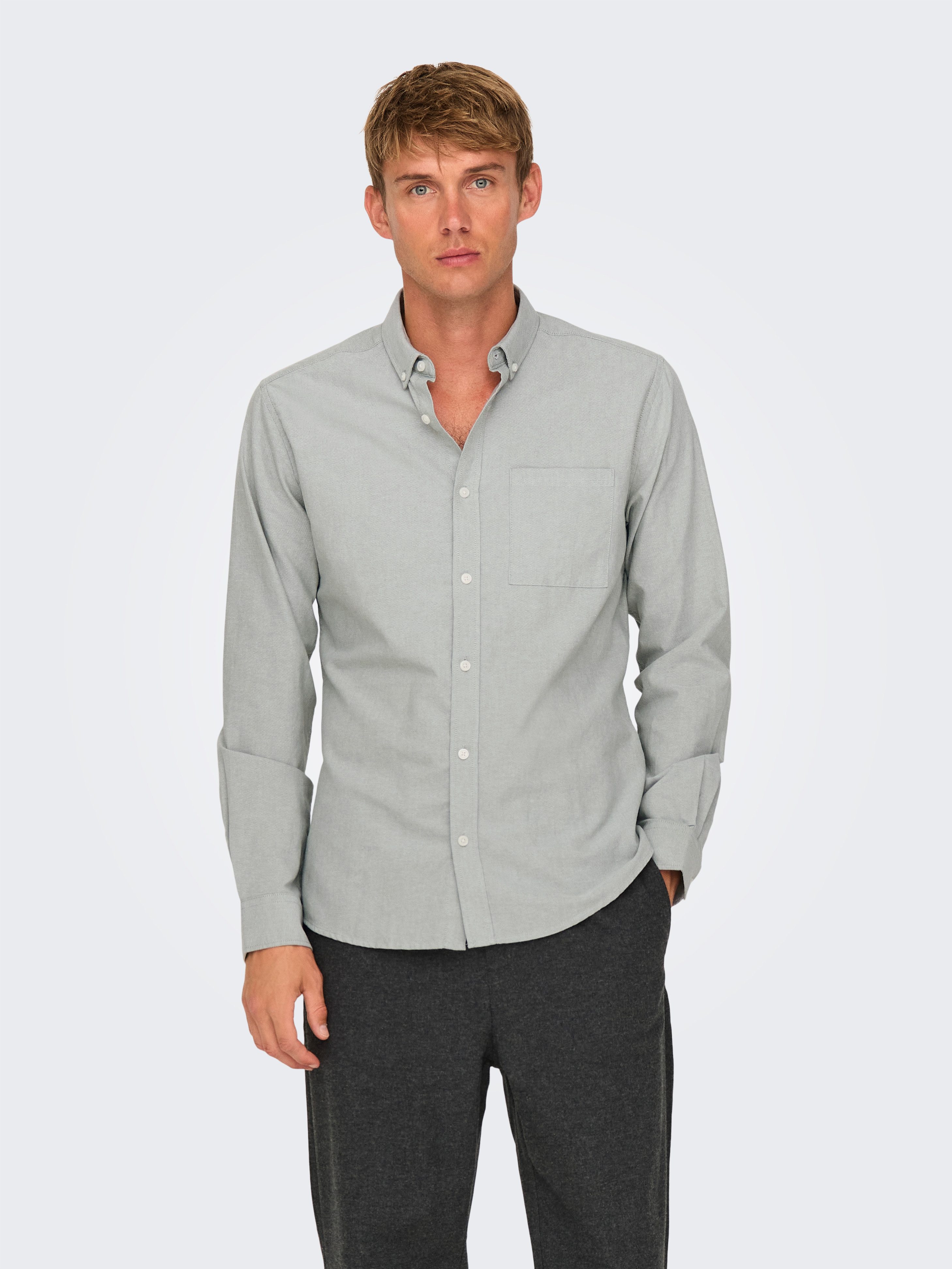ONLY & SONS Overhemd met lange mouwen ONSALVARO SLIM LS OXFORD SHIRT NOOS