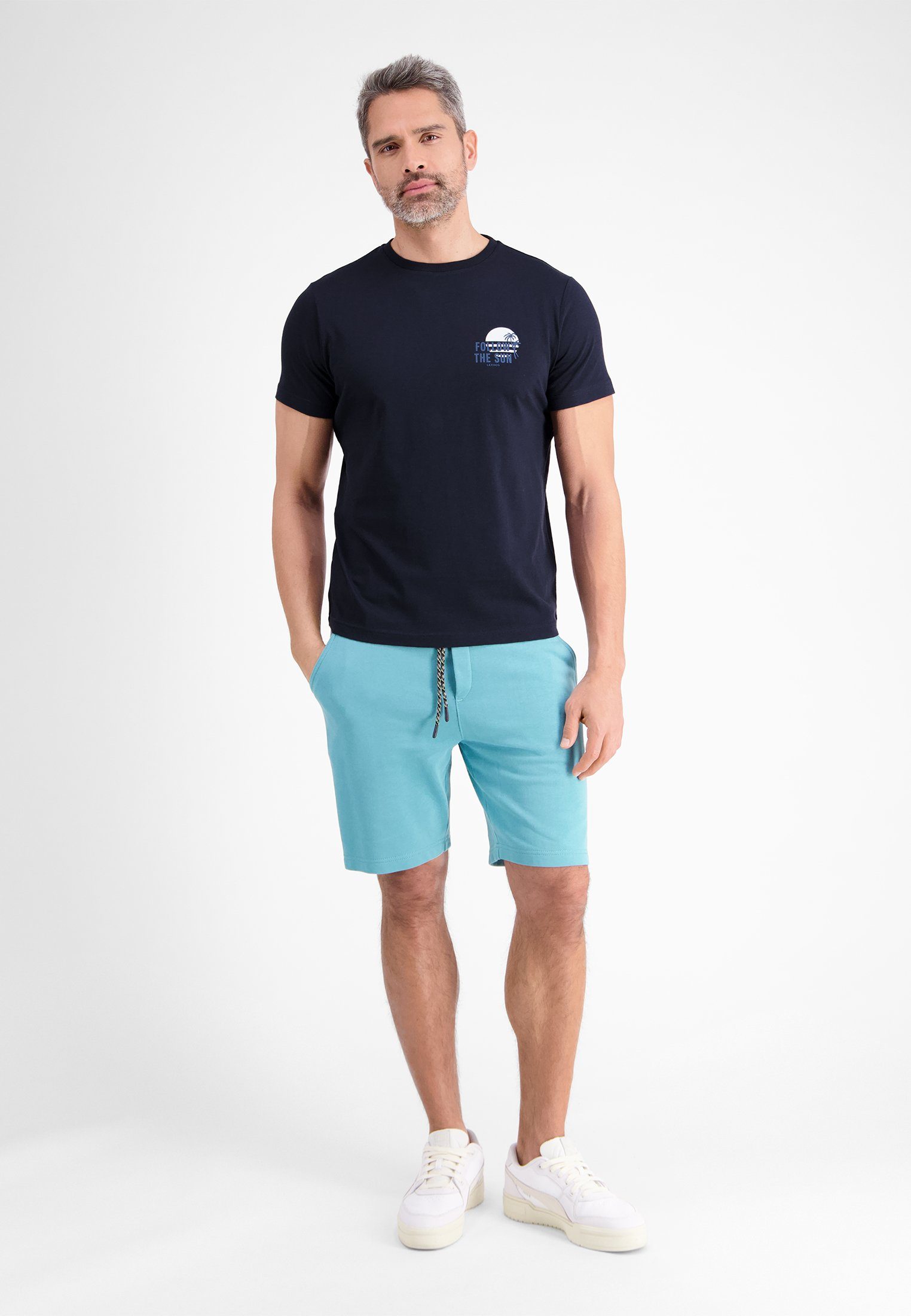 Lerros T-shirt LERROS T-shirt met borstprint *Follow the sun*