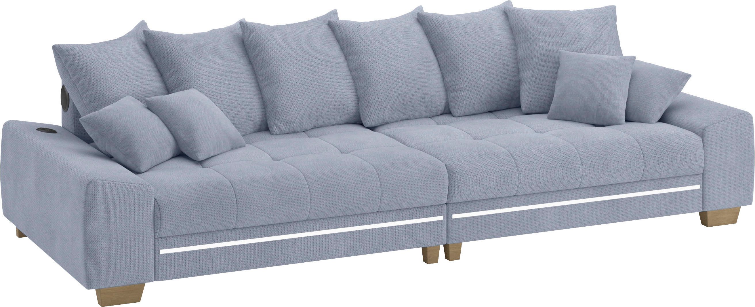 Mr. Couch Megabank Nikita II met rgb-led, bluetooth-geluidssysteem, koudschuim blauw, xxl banken