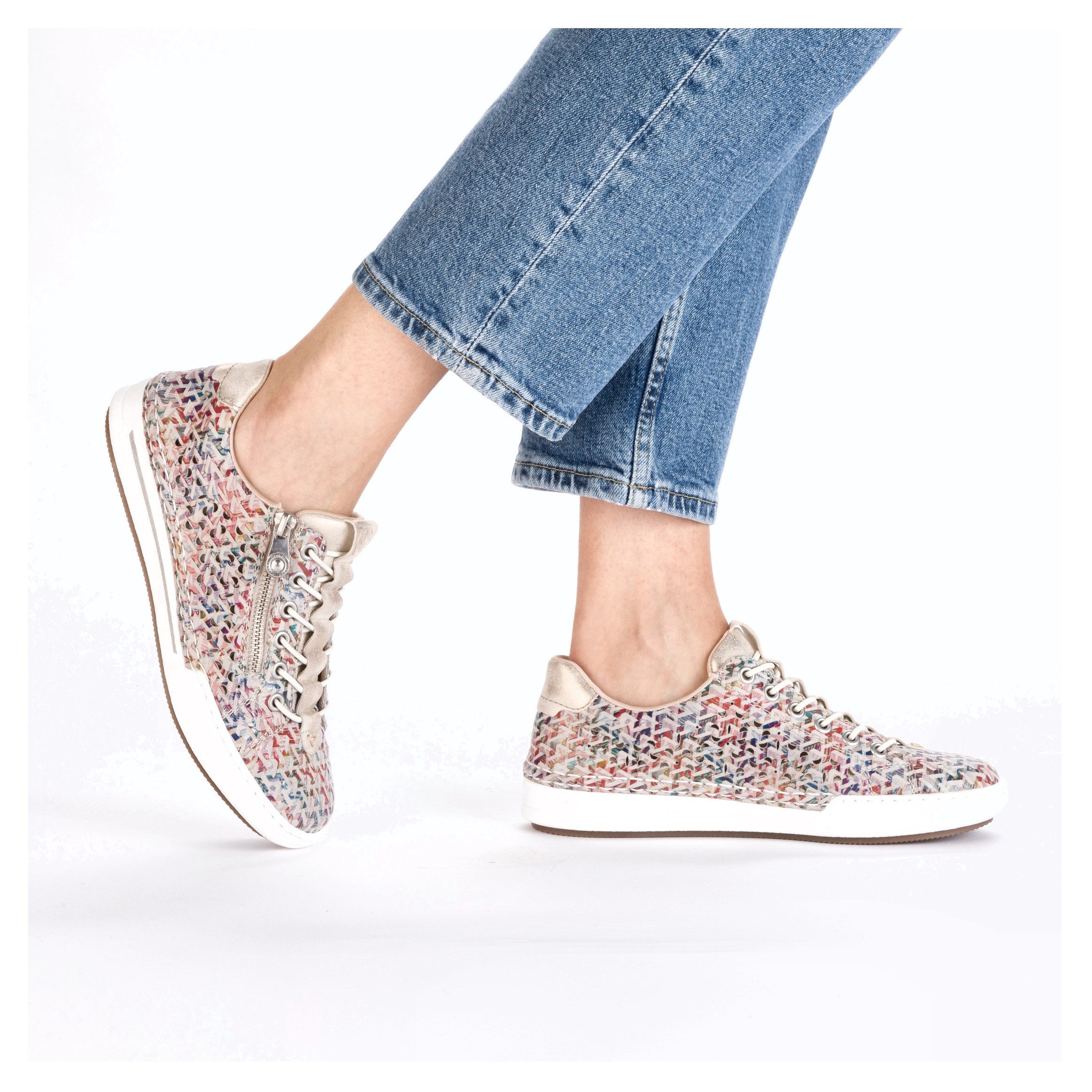 Rieker Slip-on sneakers , instapschoen, lage schoen, vrijetijdsschoen met gewatteerde schacht