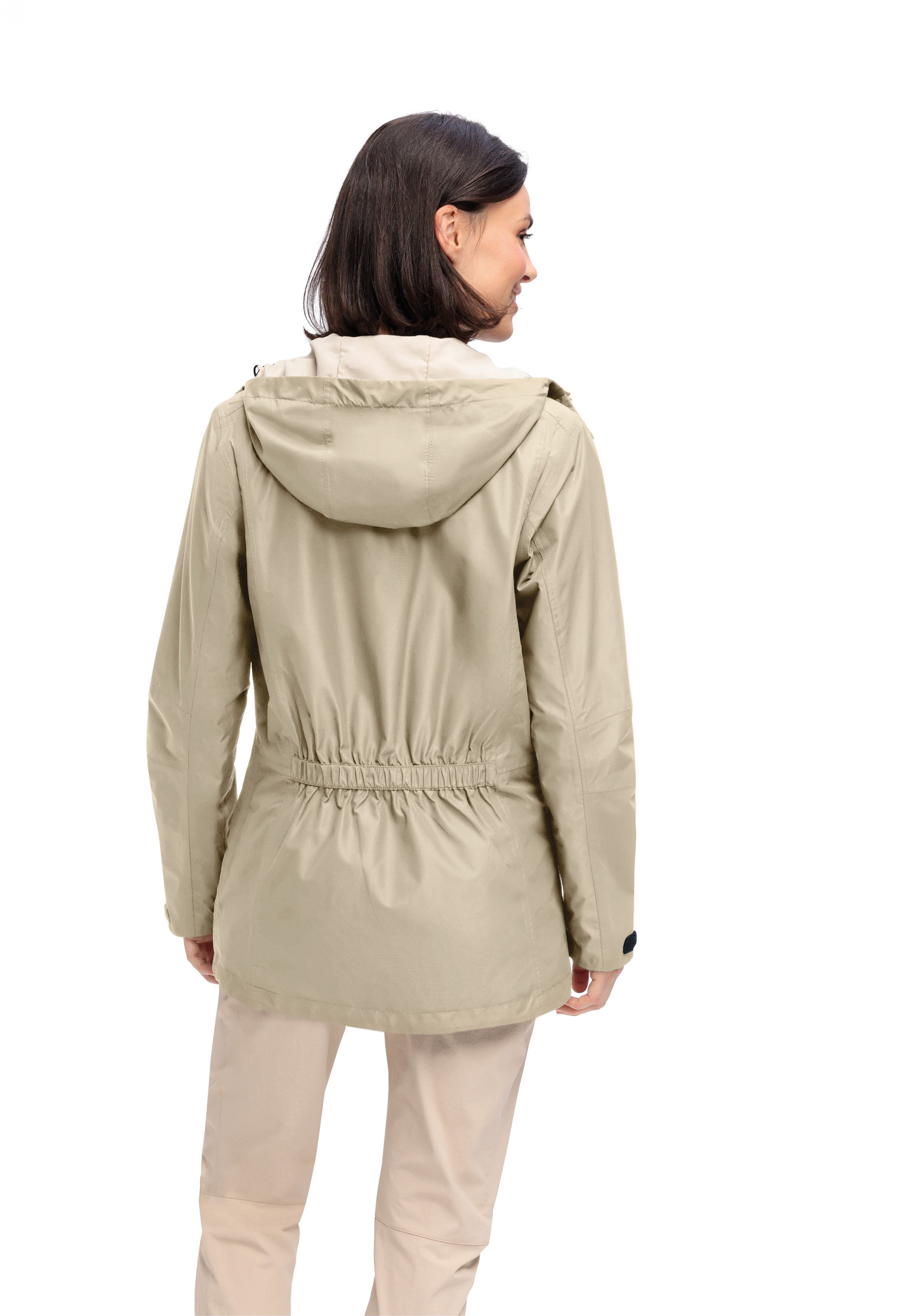 Maier Sports Outdoorjack Brocken Long W Dames jacke waterdicht, functionele jas met 2 buitenzakken + binnenzak