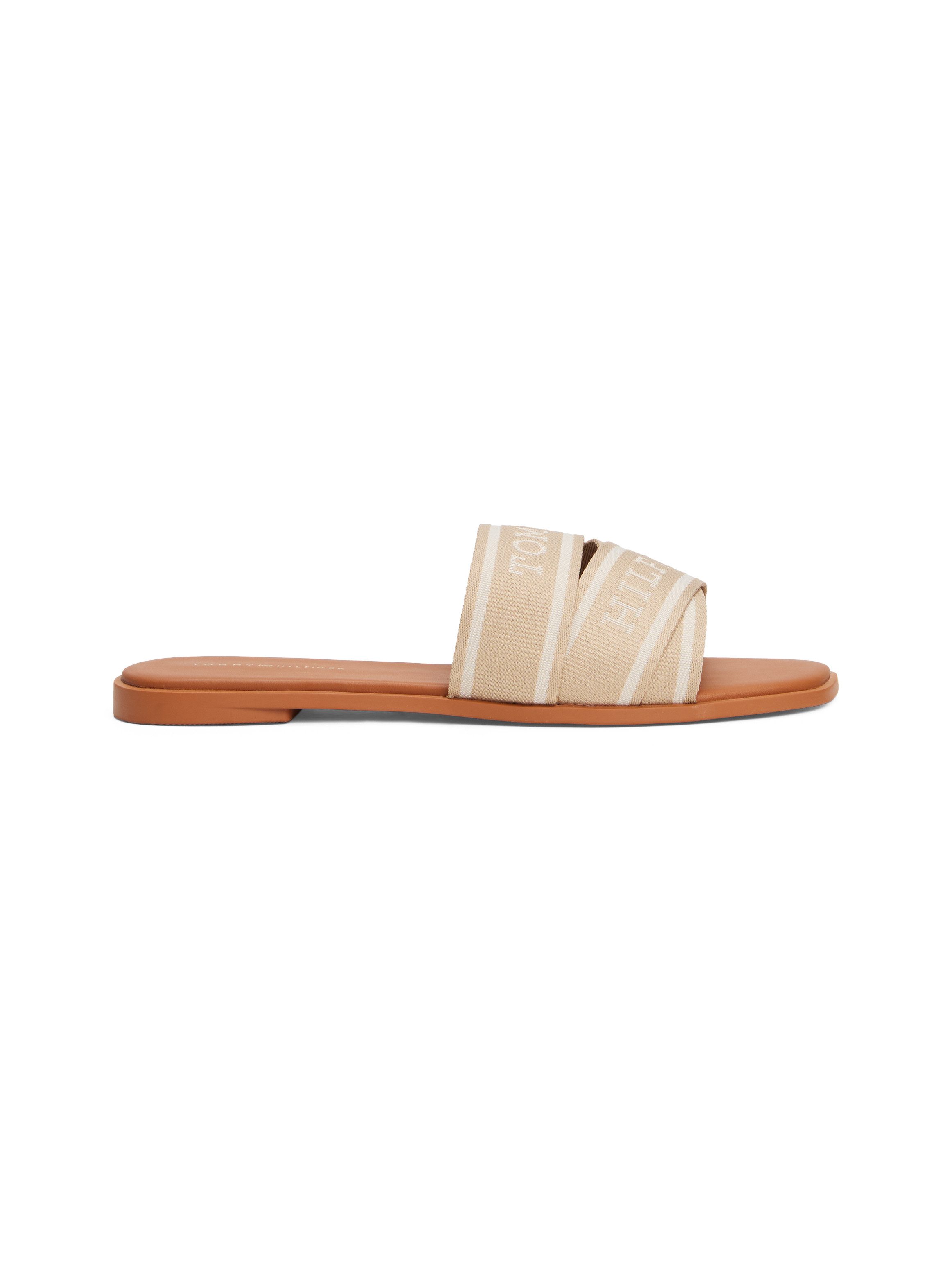 Tommy Hilfiger Slippers TOMMY HILFIGER WEBBING MULE , blockhak, zomerschoen, comfort schoen, flats met logo-opdruk