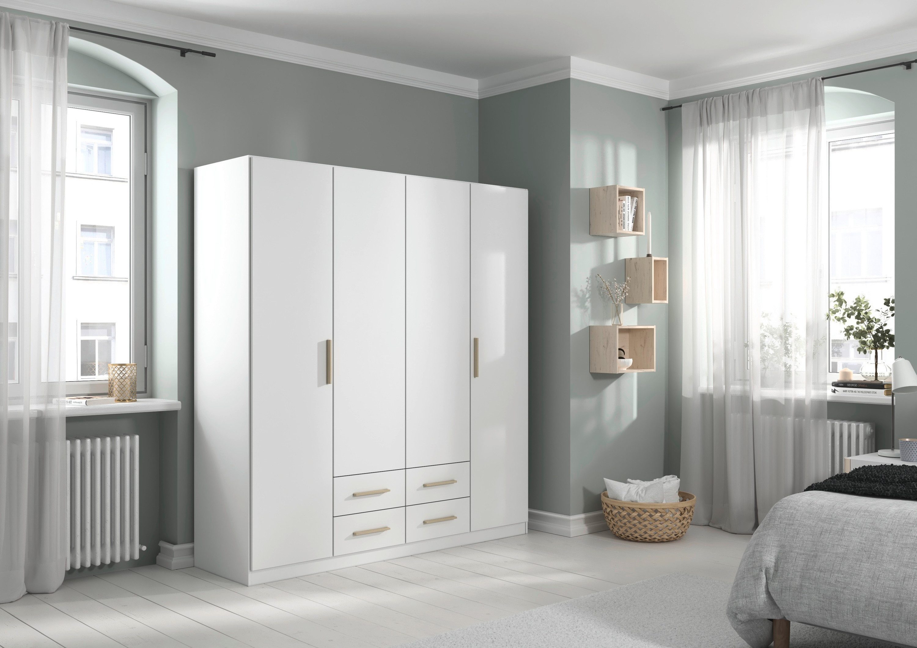 rauch Draaideurkast Kledingkast garderobe KREFELD optioneel met spiegel met 3 greepvarianten, incl. praktische lades made in germany