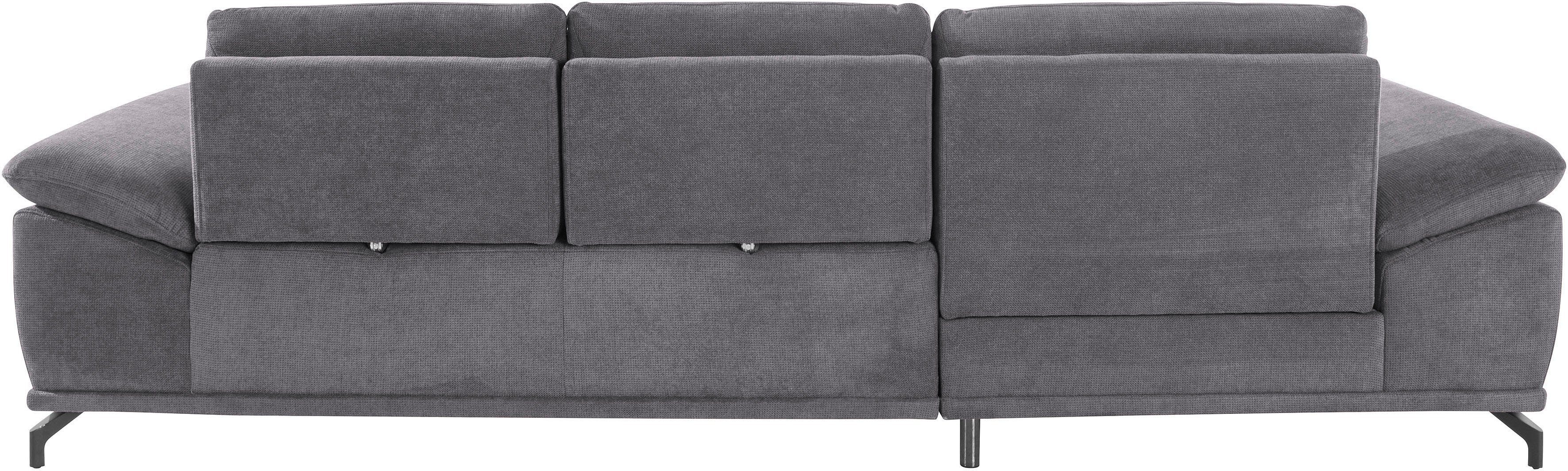 Places of Style Hoekbank Costello L-Form, B: 301 cm mit Sitztiefen-, Armteilverstellung & 3 nierkussens, optionele bedfunctie en bedlade