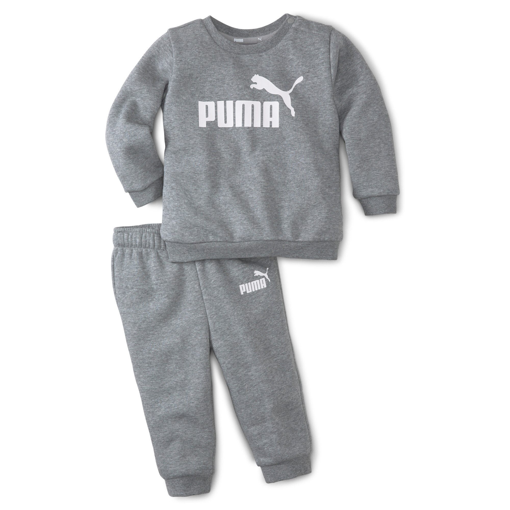 PUMA Trainingspak MINICATS ESS CREW JOGGER FL (set, 2-delig) kinderen trainingspakken maat 80 grijs