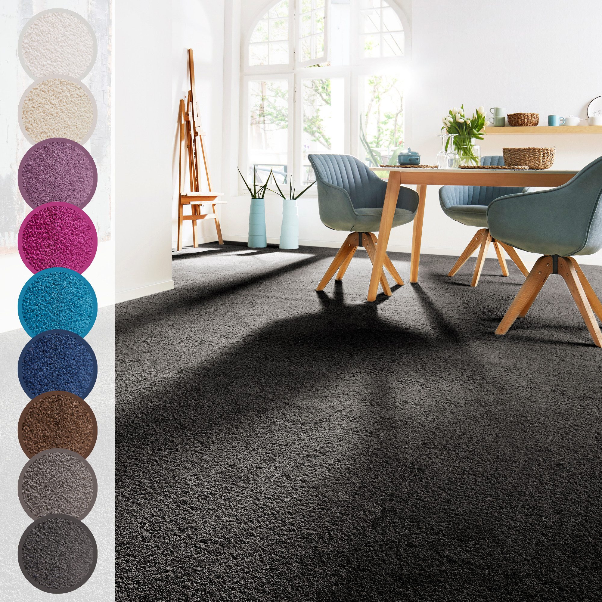 Andiamo Tapijt Sophie, frisée velours, Netherland Effen kleuren, breedte 400 cm of 500 cm, slijtvast & onderhoudsvriendelijk tapijt maat 400 cm x 500