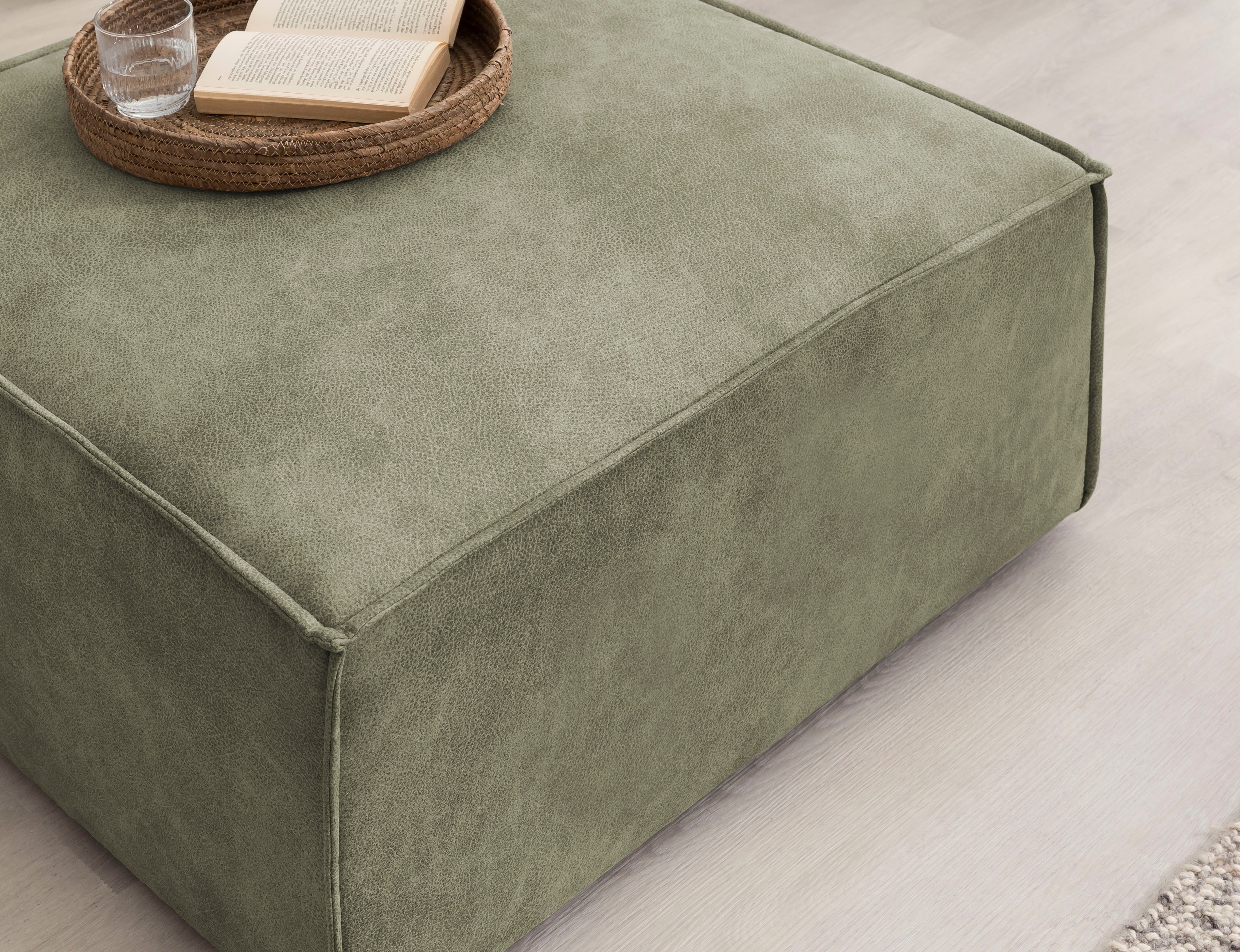 Home affaire Hocker Sherwood Vierkante poef/voetenbank, ideale als aanvulling op de "SHERWOOD" love seat