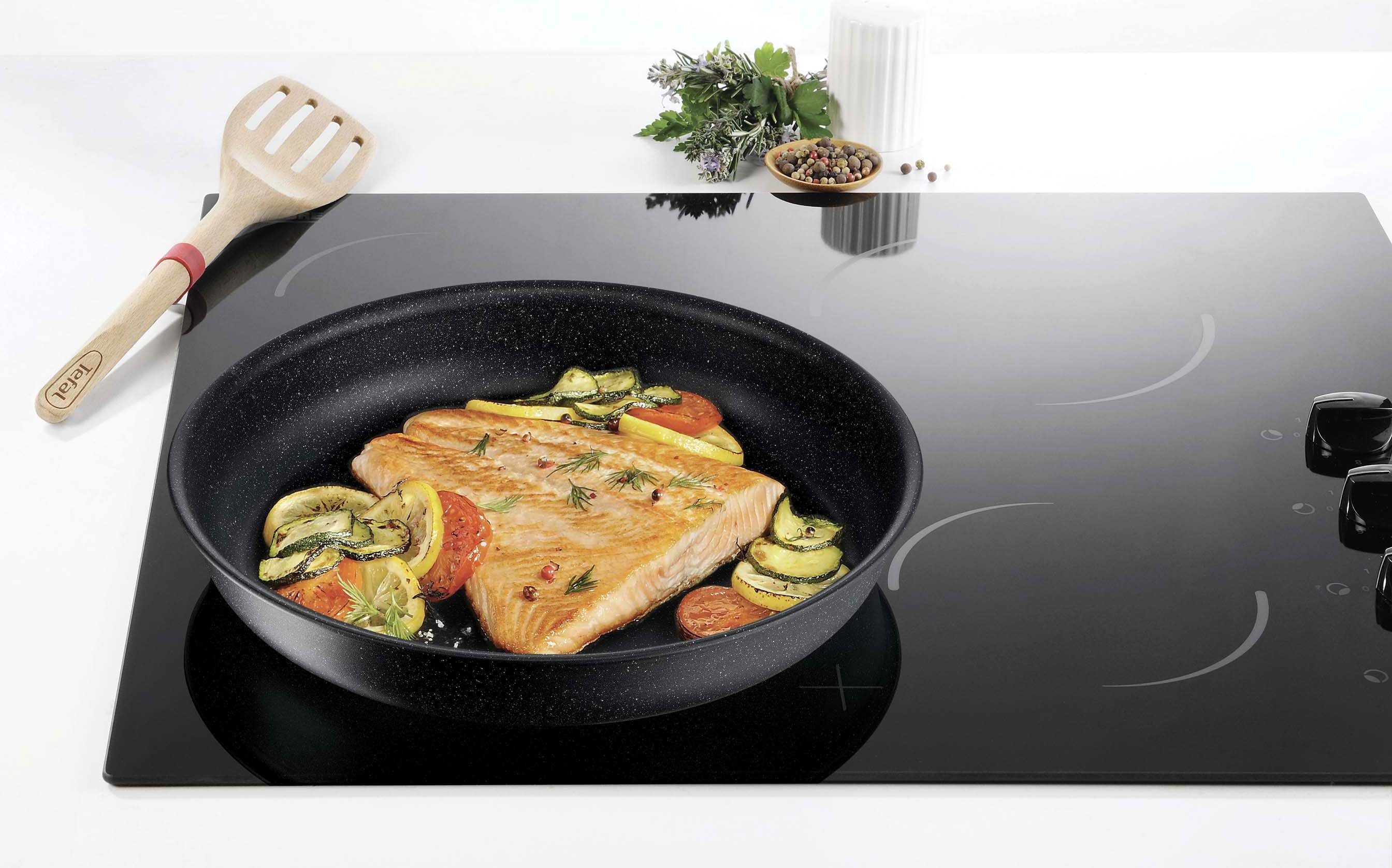 Tefal Pannenset Ingenio Black Stone Anti-aanbak, afneembare handgreep, thermo-signaal, voor alle kookplaten, inductie (set, 3-delig)