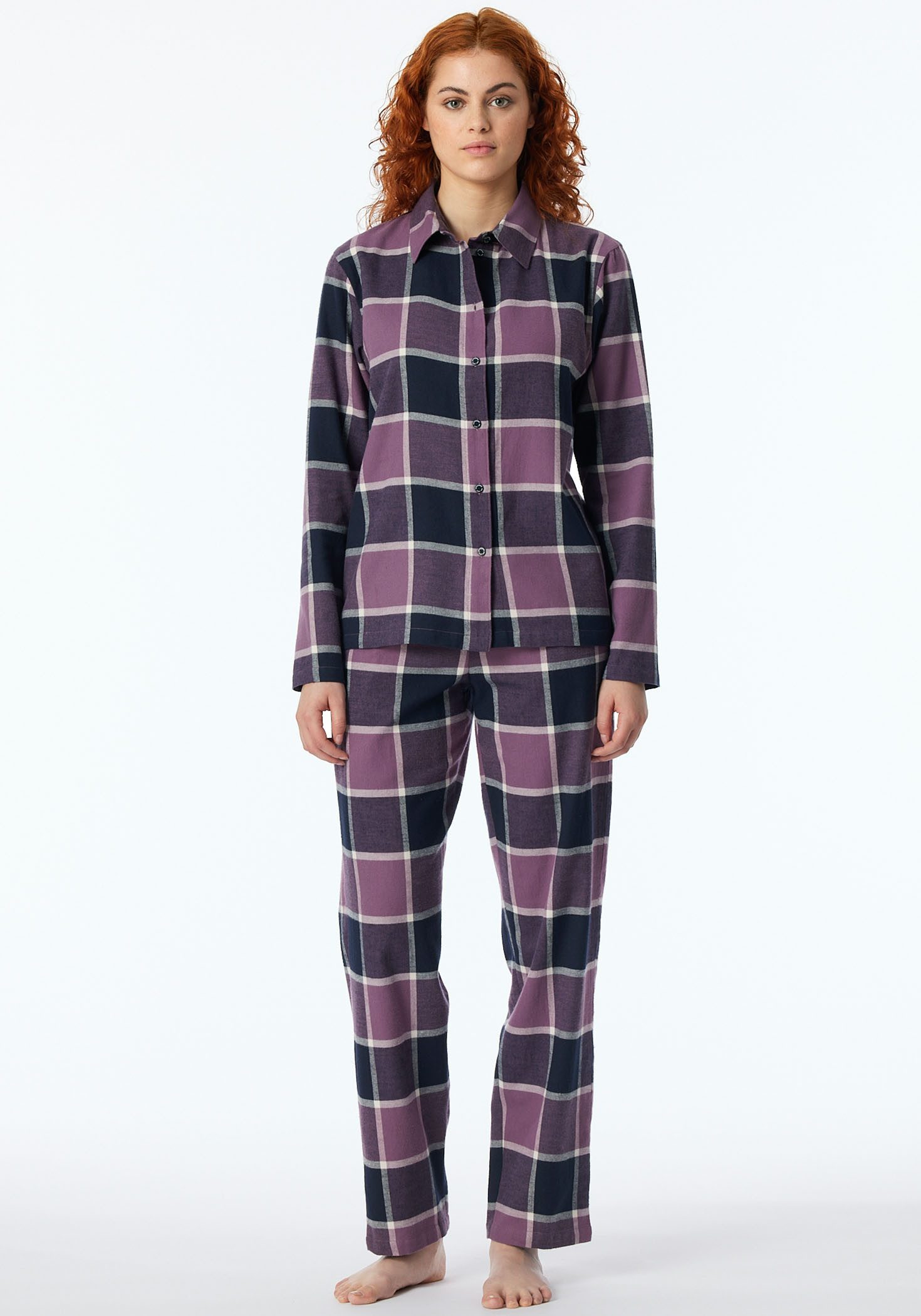 Schiesser Pyjama SELECTED PREMIUM WARMING (2-delig) dames pyjama's maat 40 blauw