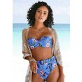 s.oliver red label beachwear beugelbikinitop in bandeaumodel maya met gebloemd design en wikkel-look blauw