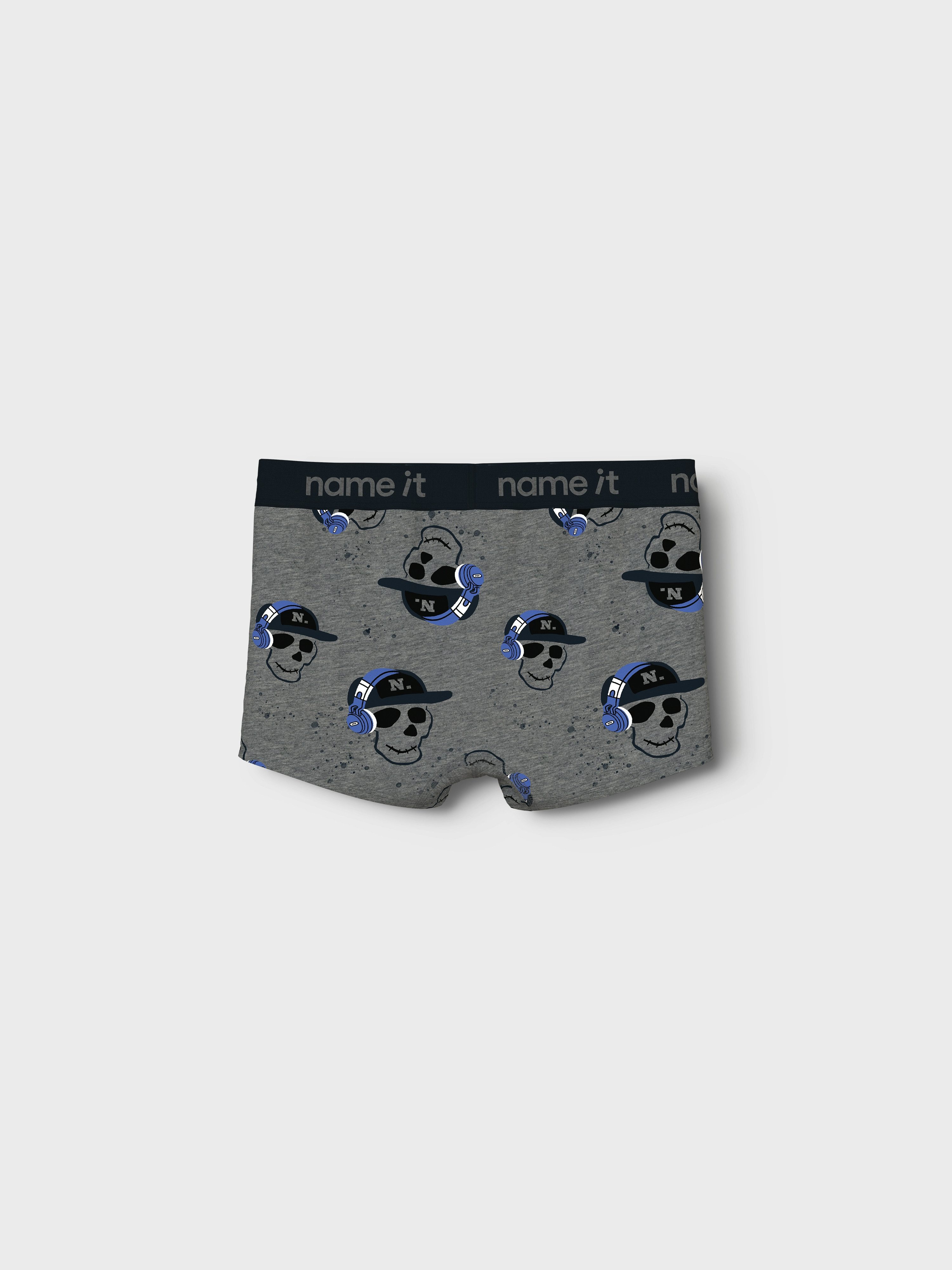 Name It Trunk NKMBOXER 3P DARK GREY MEL SKULL NOOS (3 stuks)