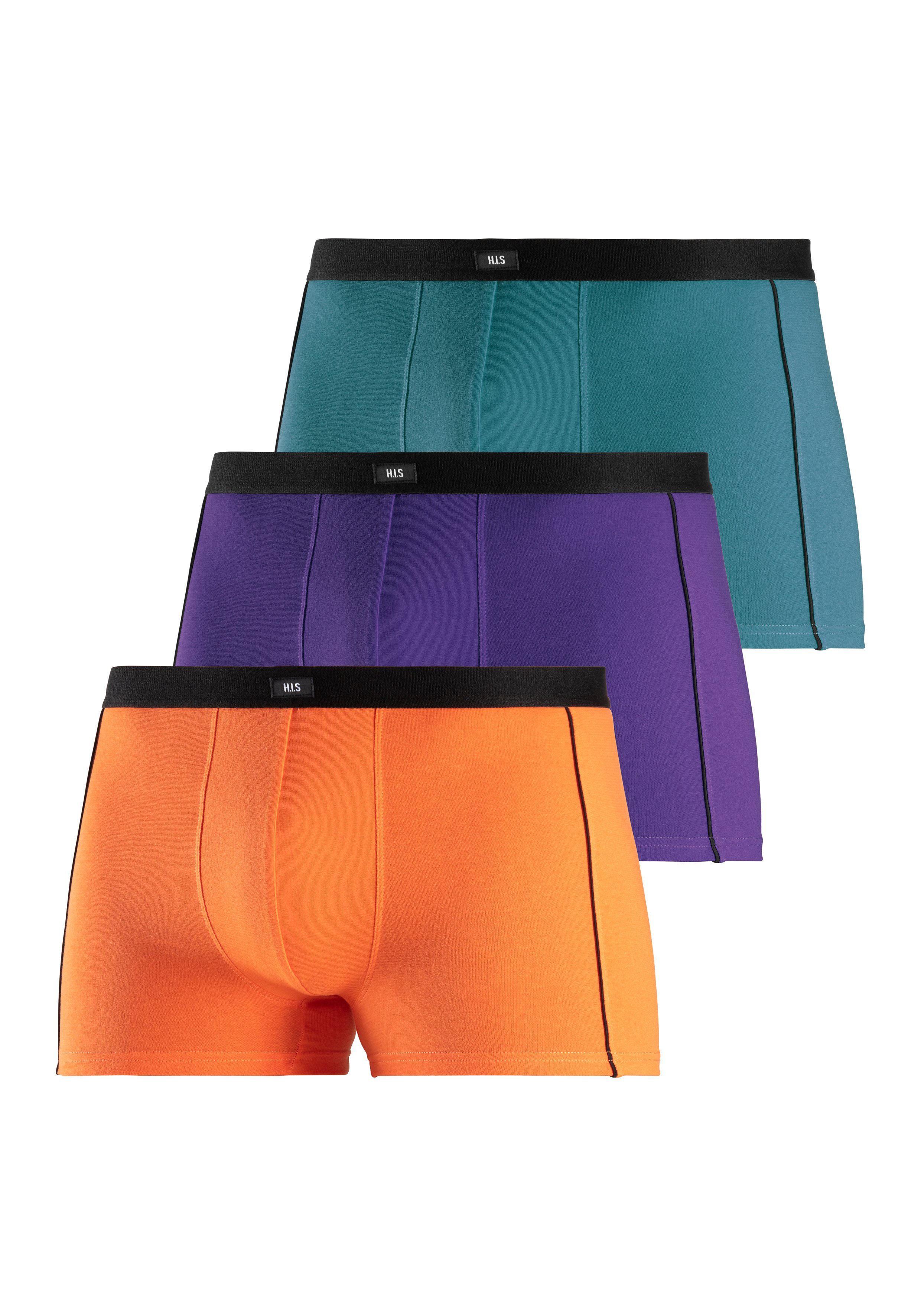 H.I.S Boxershort voor heren met smalle piping aan beide kanten opzij (set, 3 stuks)
