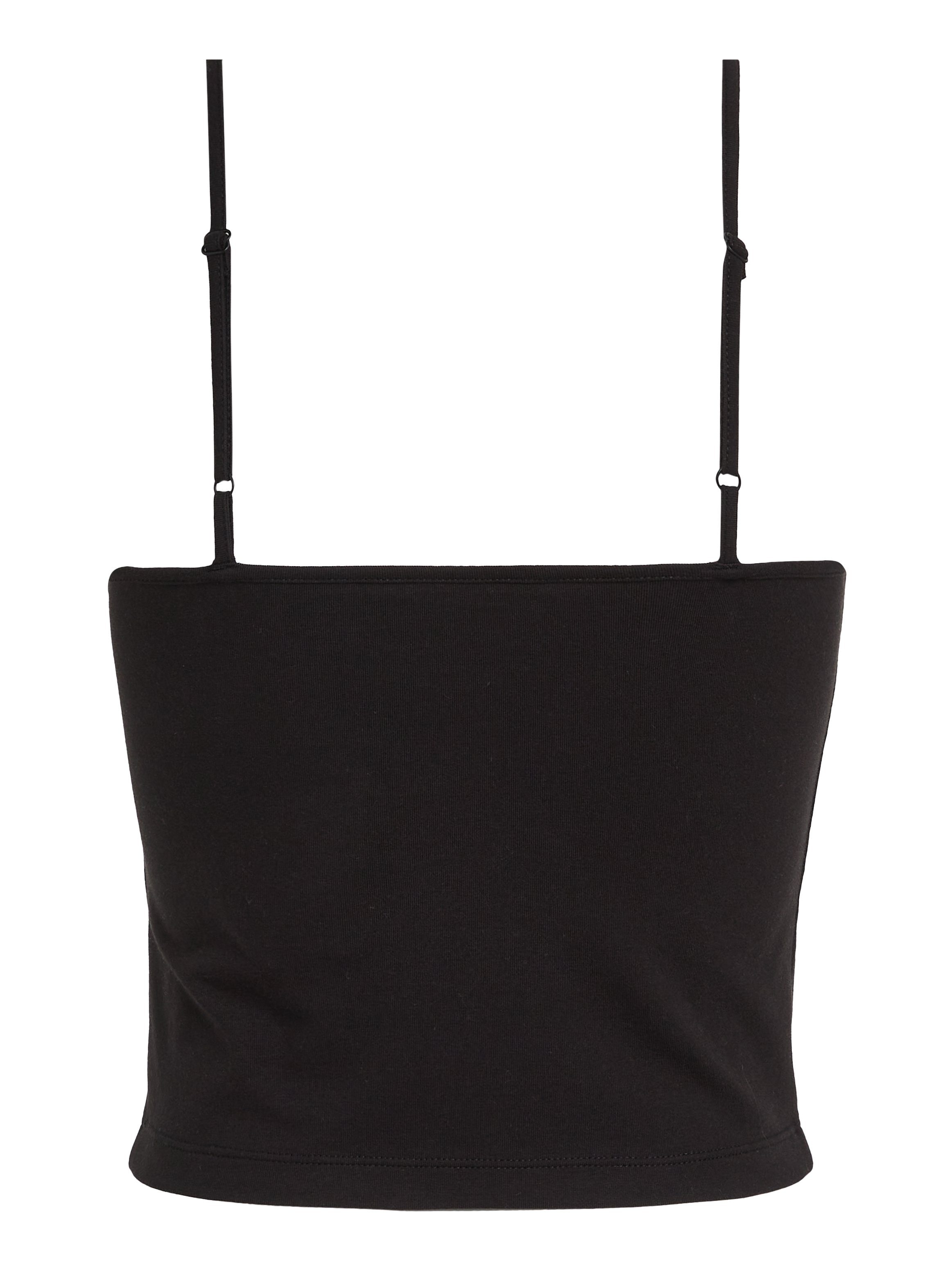 TOMMY JEANS Top met spaghettibandjes Crop Essential Strap Tank Top, kort met verstelbare spaghettibandjes merklogo