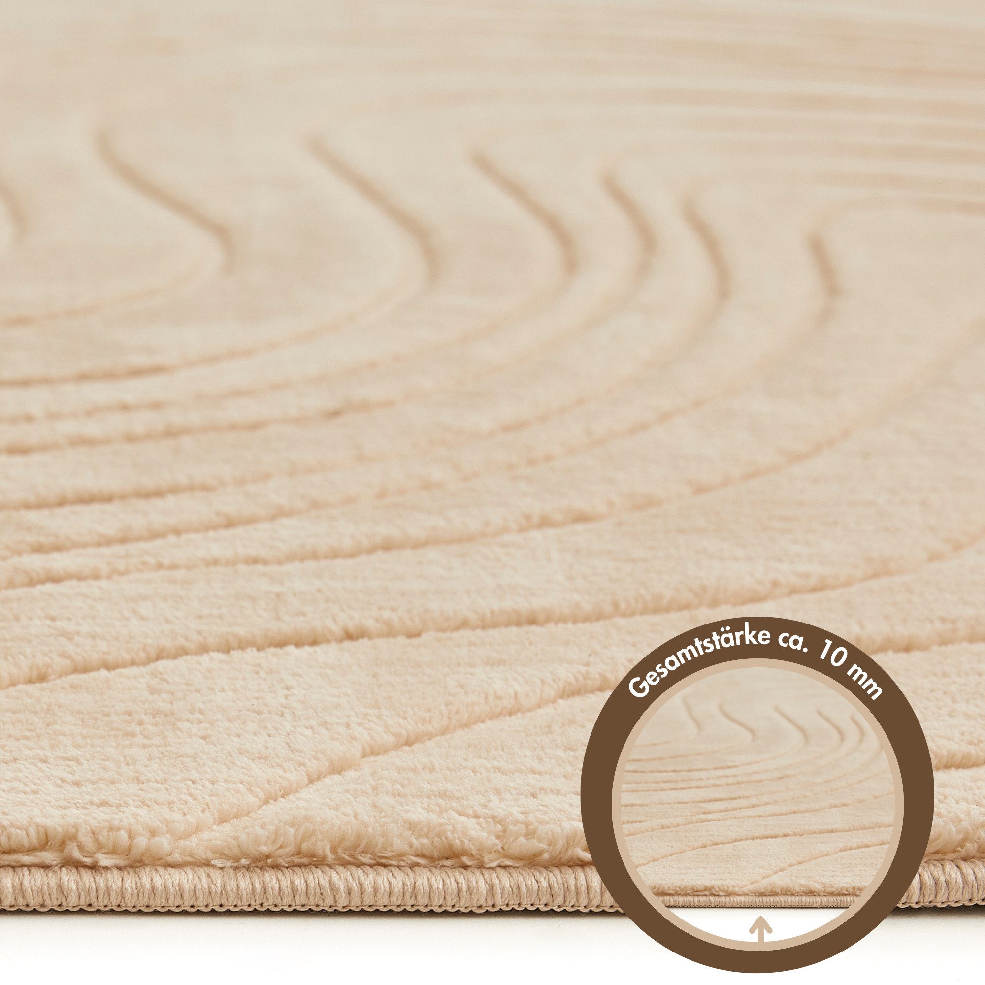 Andiamo Vloerkleed DALE Uni kleuren, hoog-laag structuur, carving-effect, woonkamer