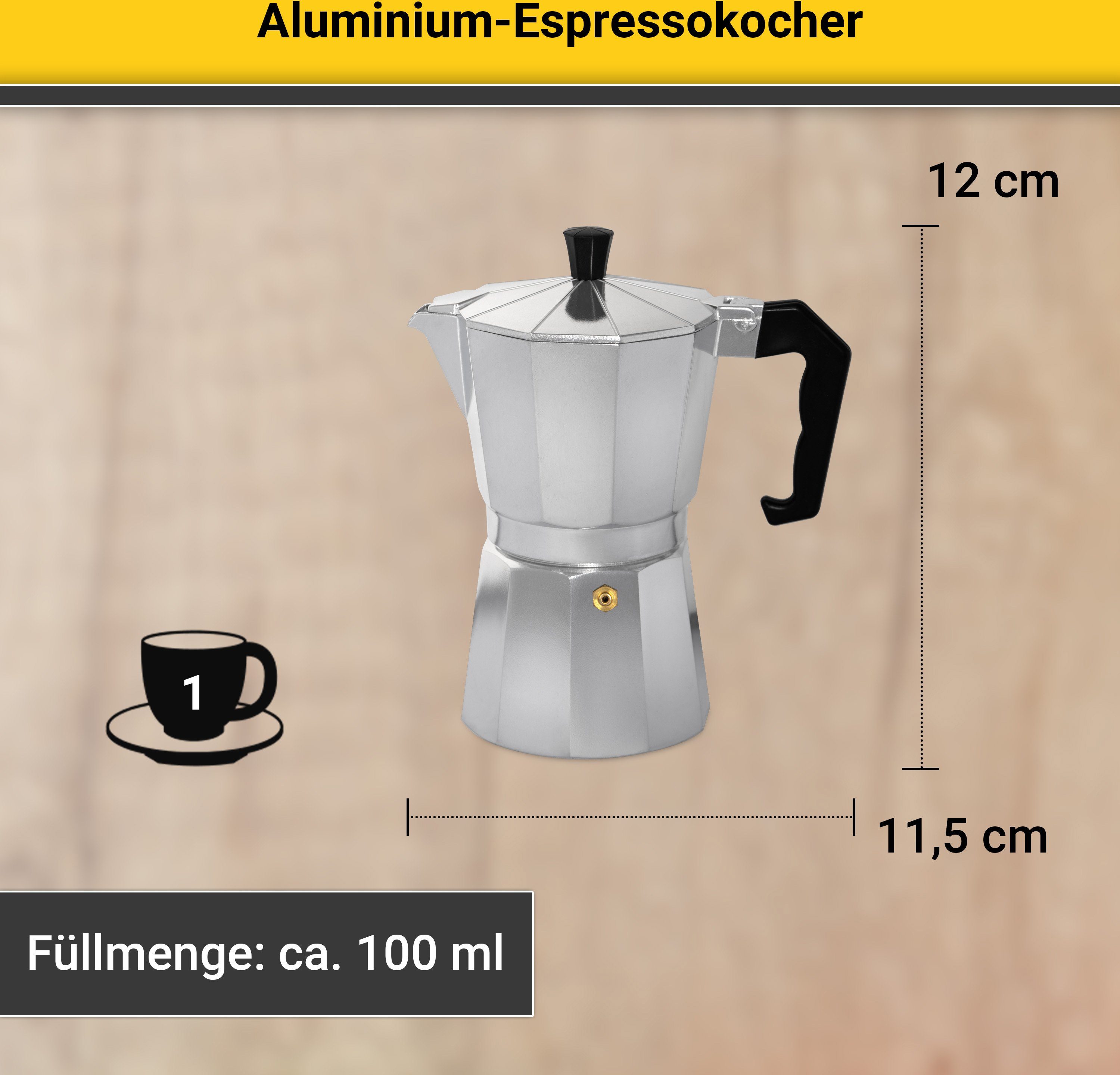 Krüger Espressomachine Italiano traditioneel italiaans, van aluminium, met silicone-afsluitring