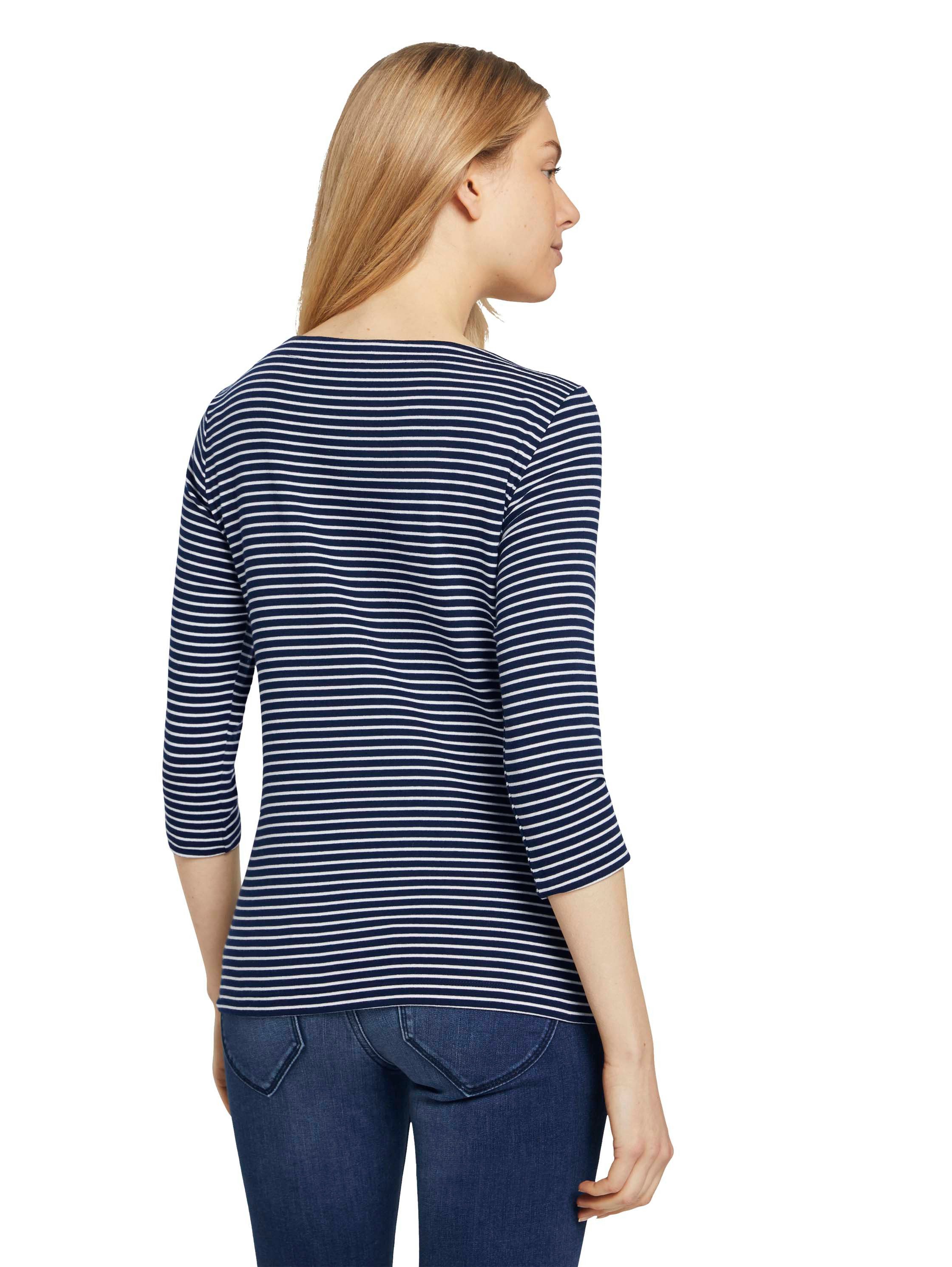 Tom Tailor Shirt met 3/4 mouwen met gestreept patroon