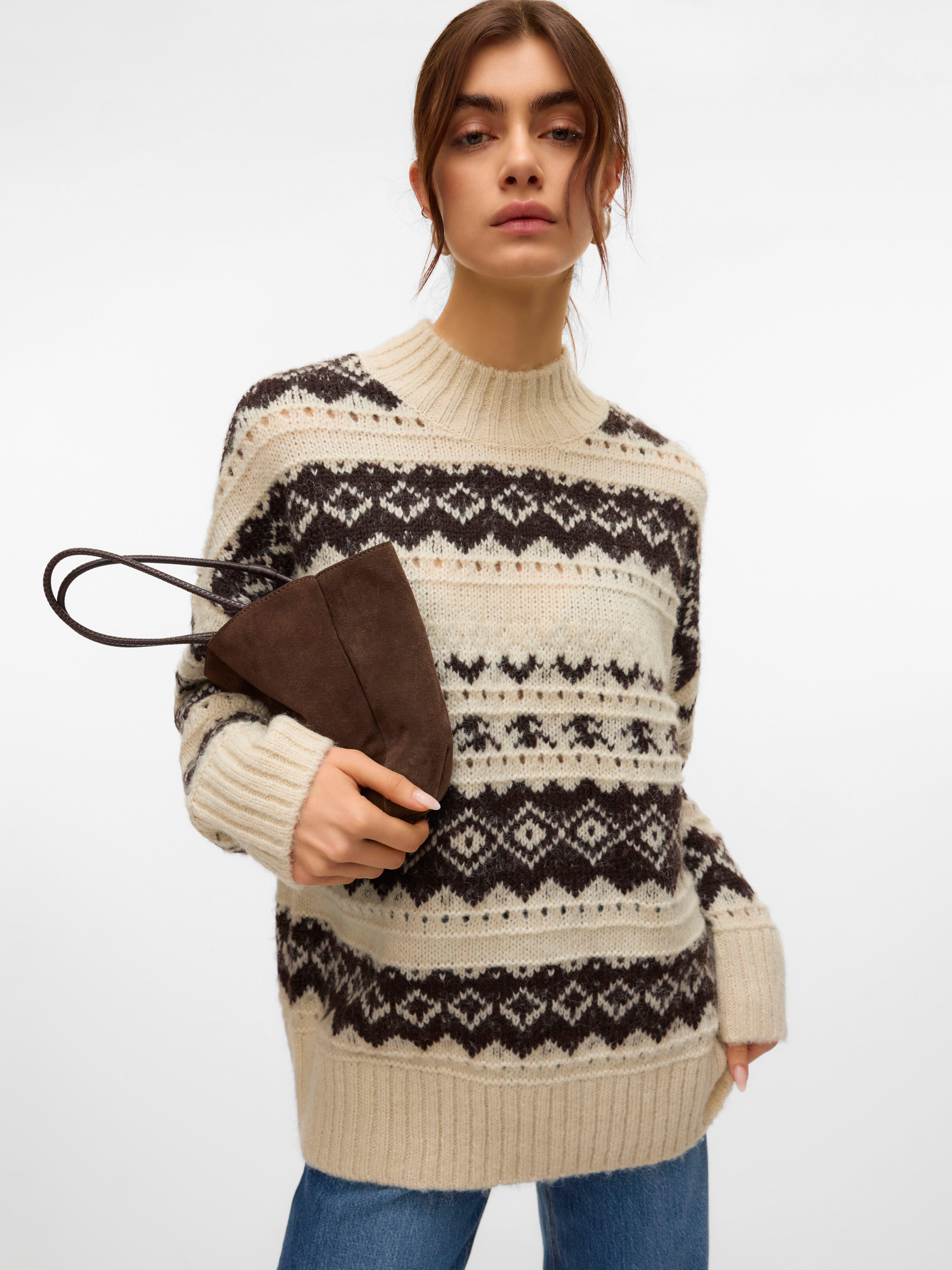 Vero Moda Gebreide trui VMAMPLE LS HIGH NECK PULLOVER BOO