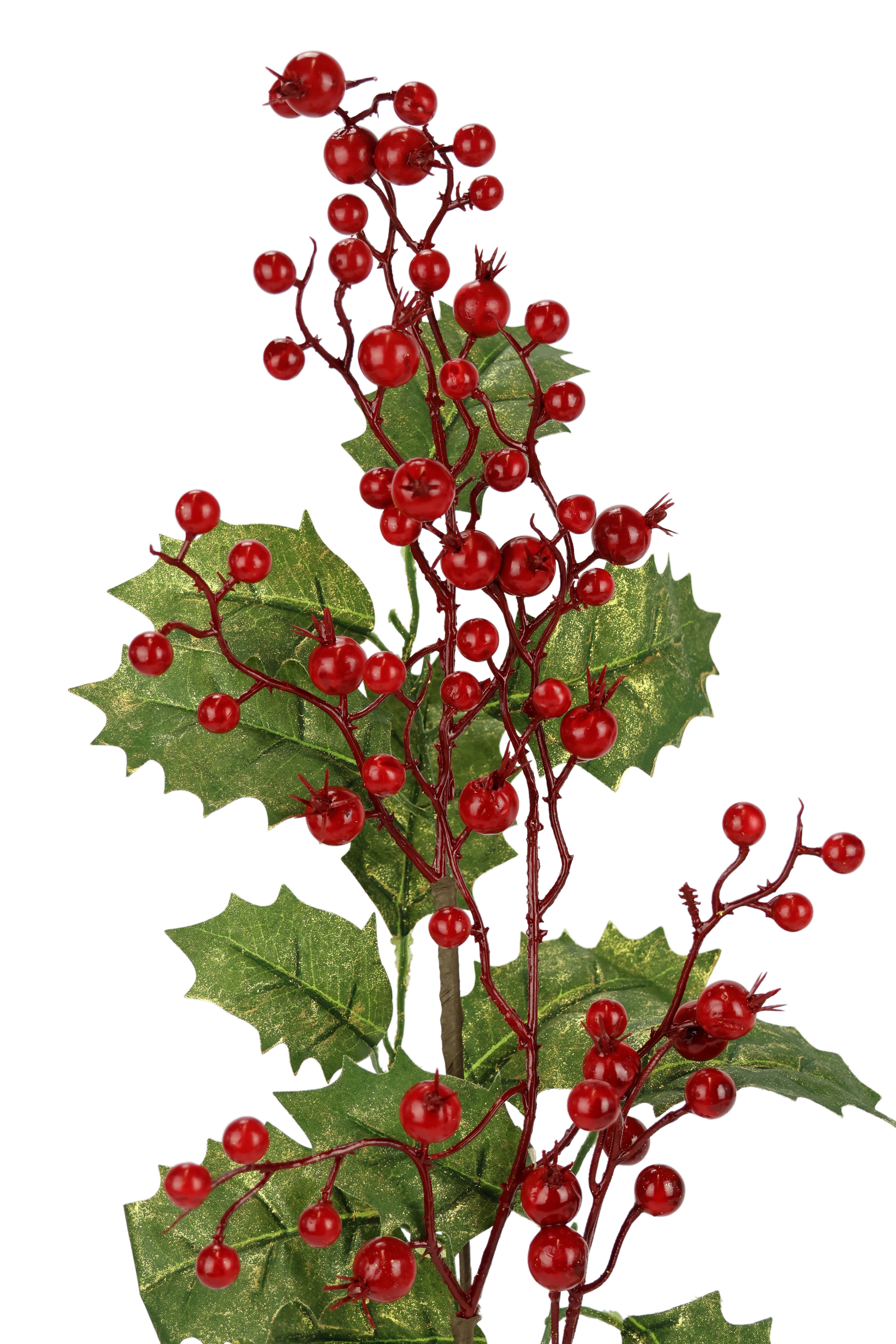 I.GE.A. Kunsttak Kunstmatige hulsttak/bessentak set van 2 decoratieve tak voor slinger krans kerstdecoratie (2 stuks)