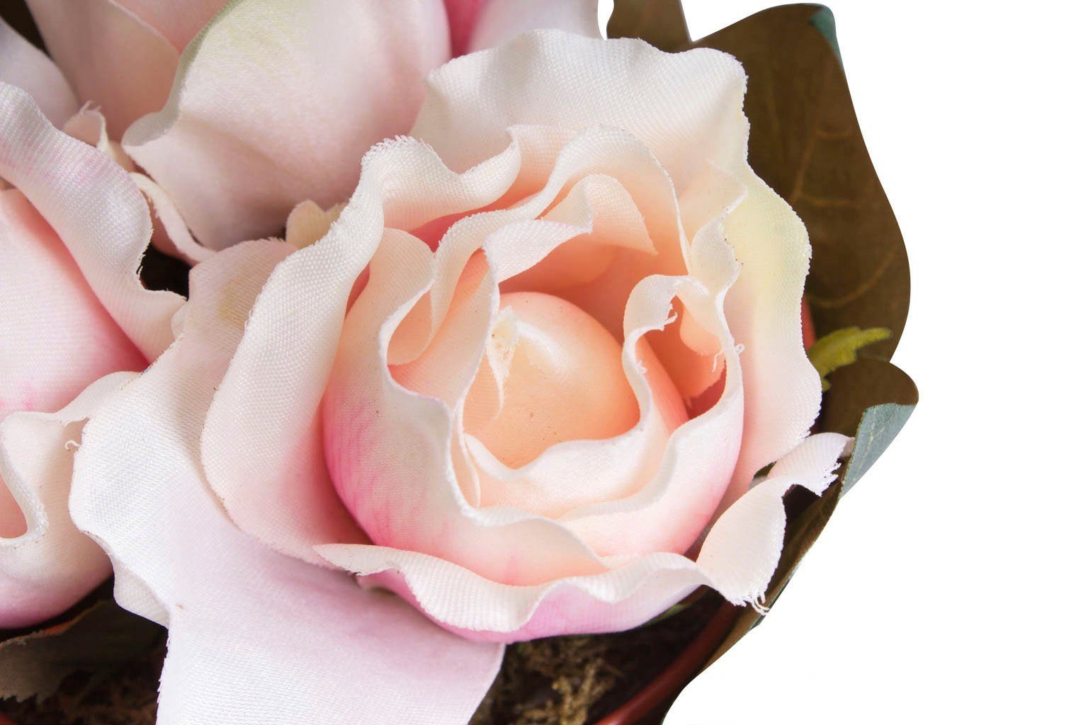 Botanic-Haus Kunstbloem Rozenarrangement groot met bladeren omwikkeld (1 stuk)