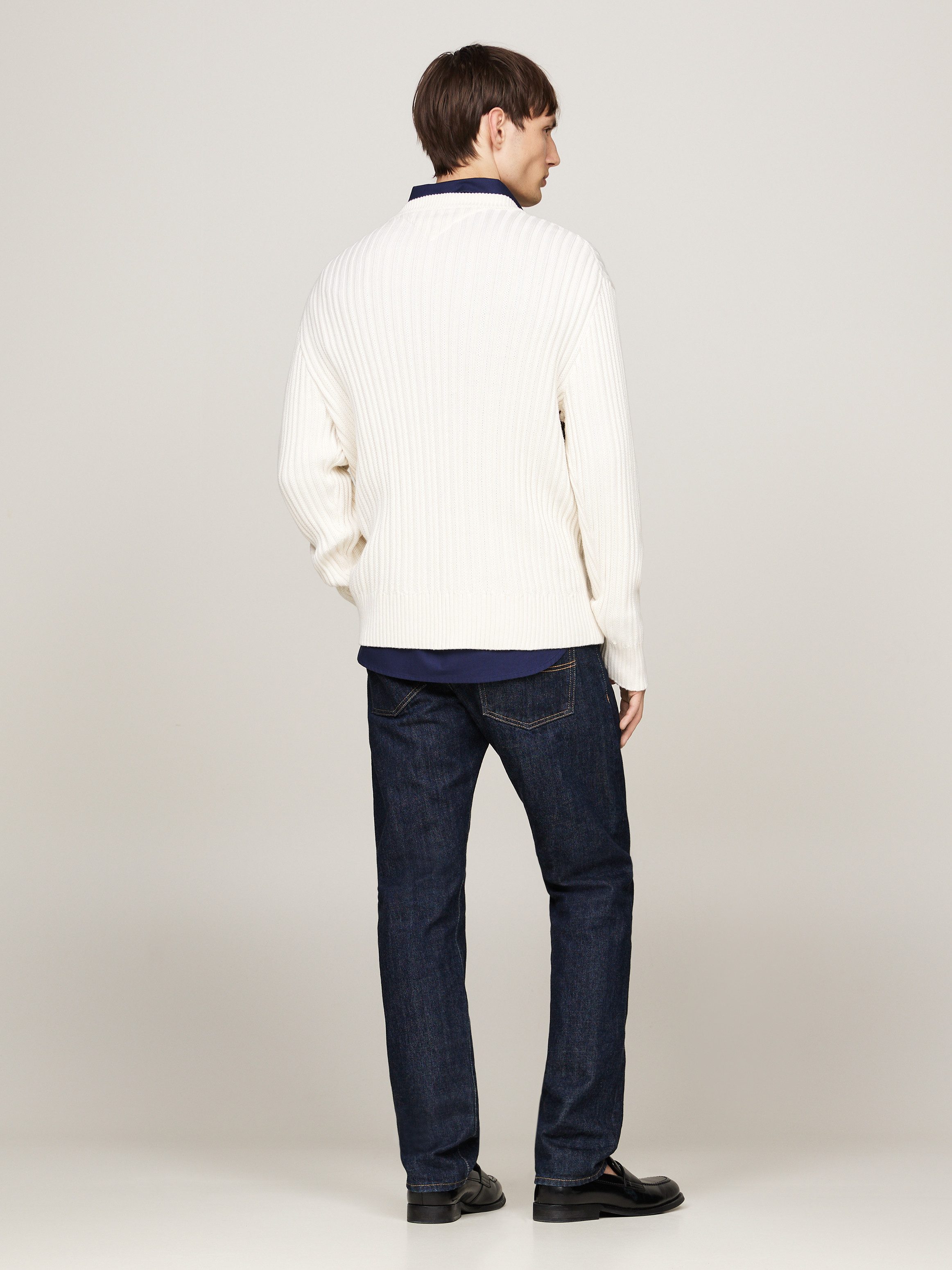 Tommy Hilfiger Trui met ronde hals GLOBAL STRIPE CHUNKY RIB C NK met opvallend color block-ontwerp