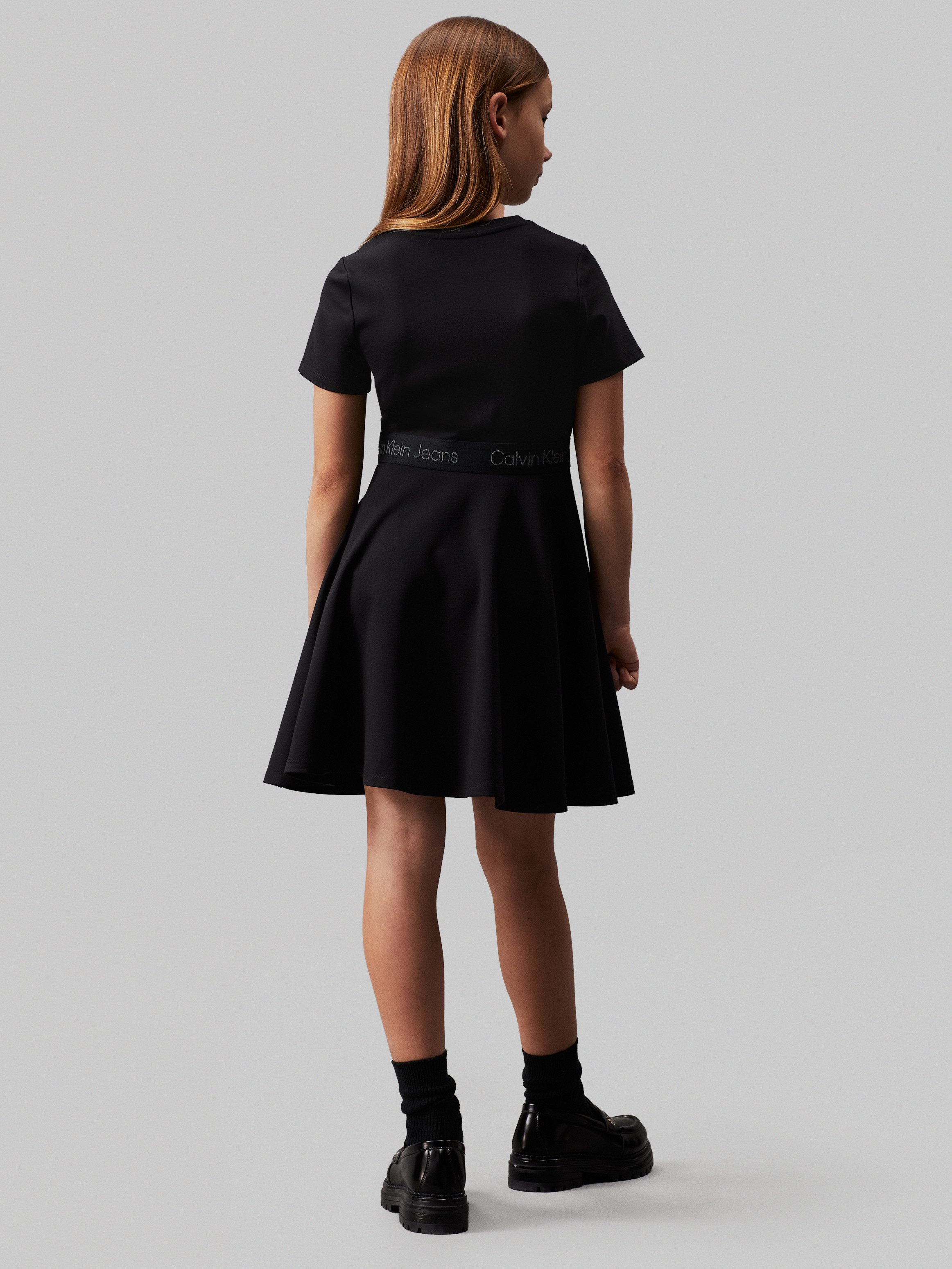 Calvin Klein Jerseyjurk PUNTO TAPE FIT FLARE SS DRESS