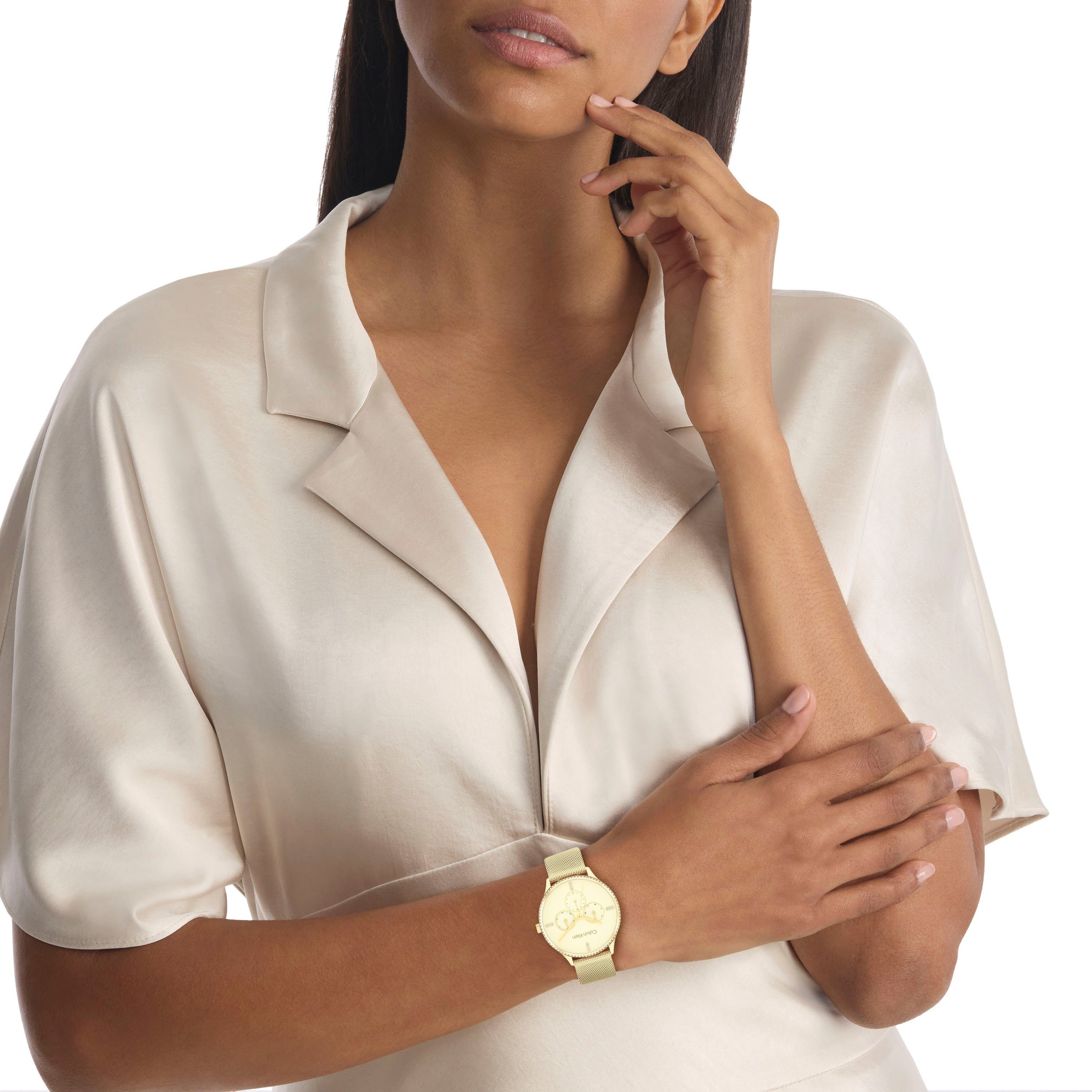 Calvin Klein Multifunctioneel horloge 25200372 Quartz horloge, armbanduhr, dames, datum, glaskristallen, roestvrijstalen band