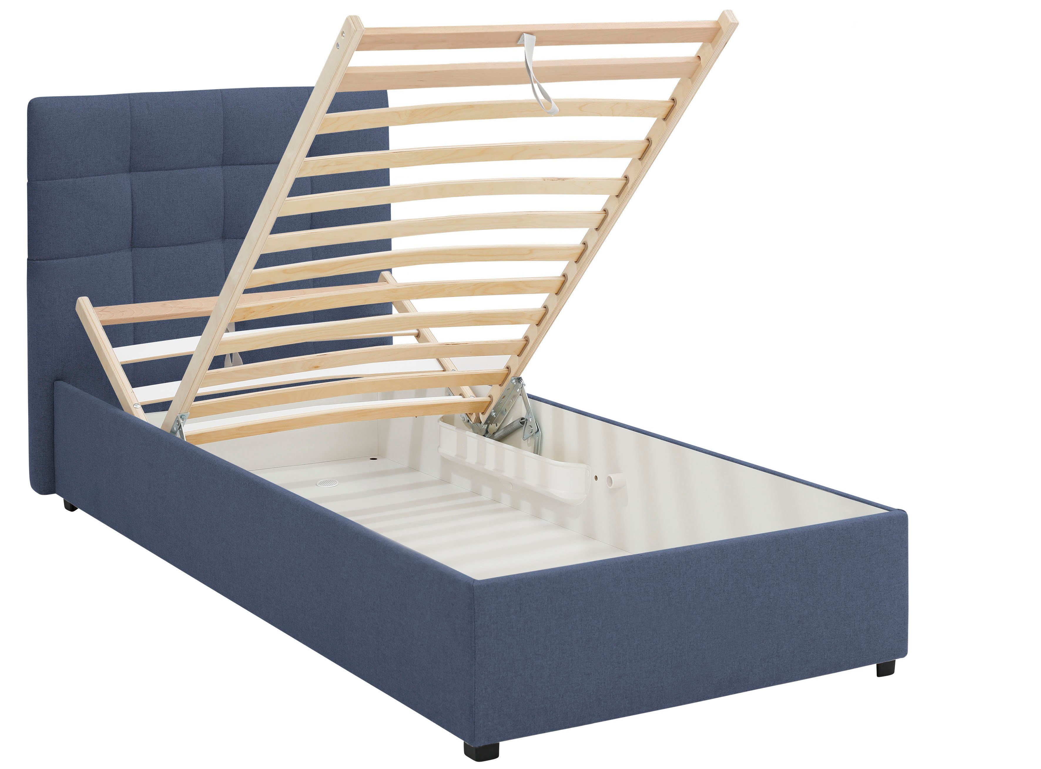 Lüttenhütt Gestoffeerd bed Endres met bedkist, naar keuze zonder matras/lattenbodem of incl. matras