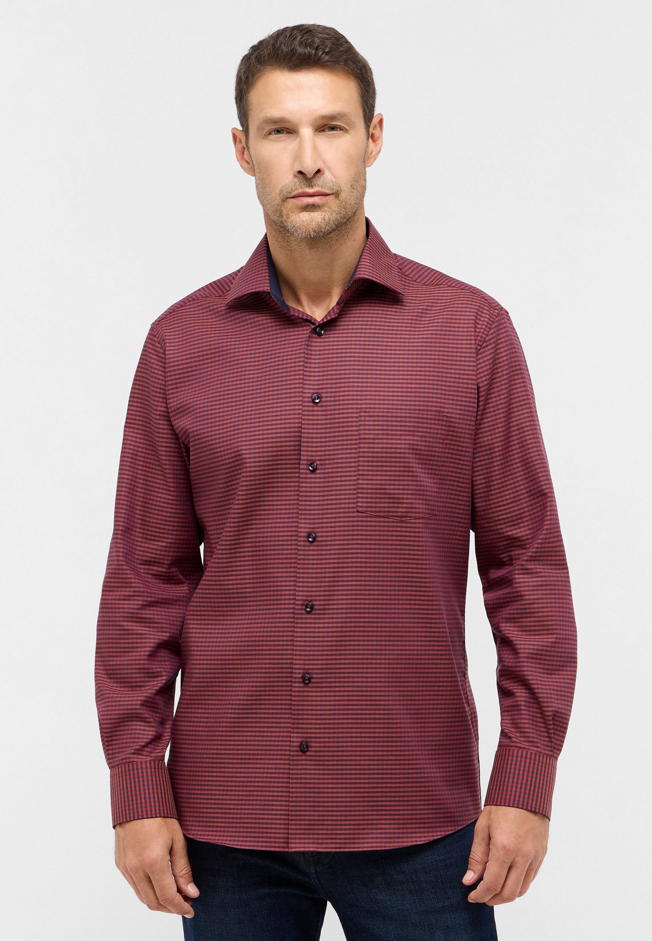 Eterna Overhemd met lange mouwen MODERN FIT NON IRON (strijkvrij) heren overhemden maat 42 rood