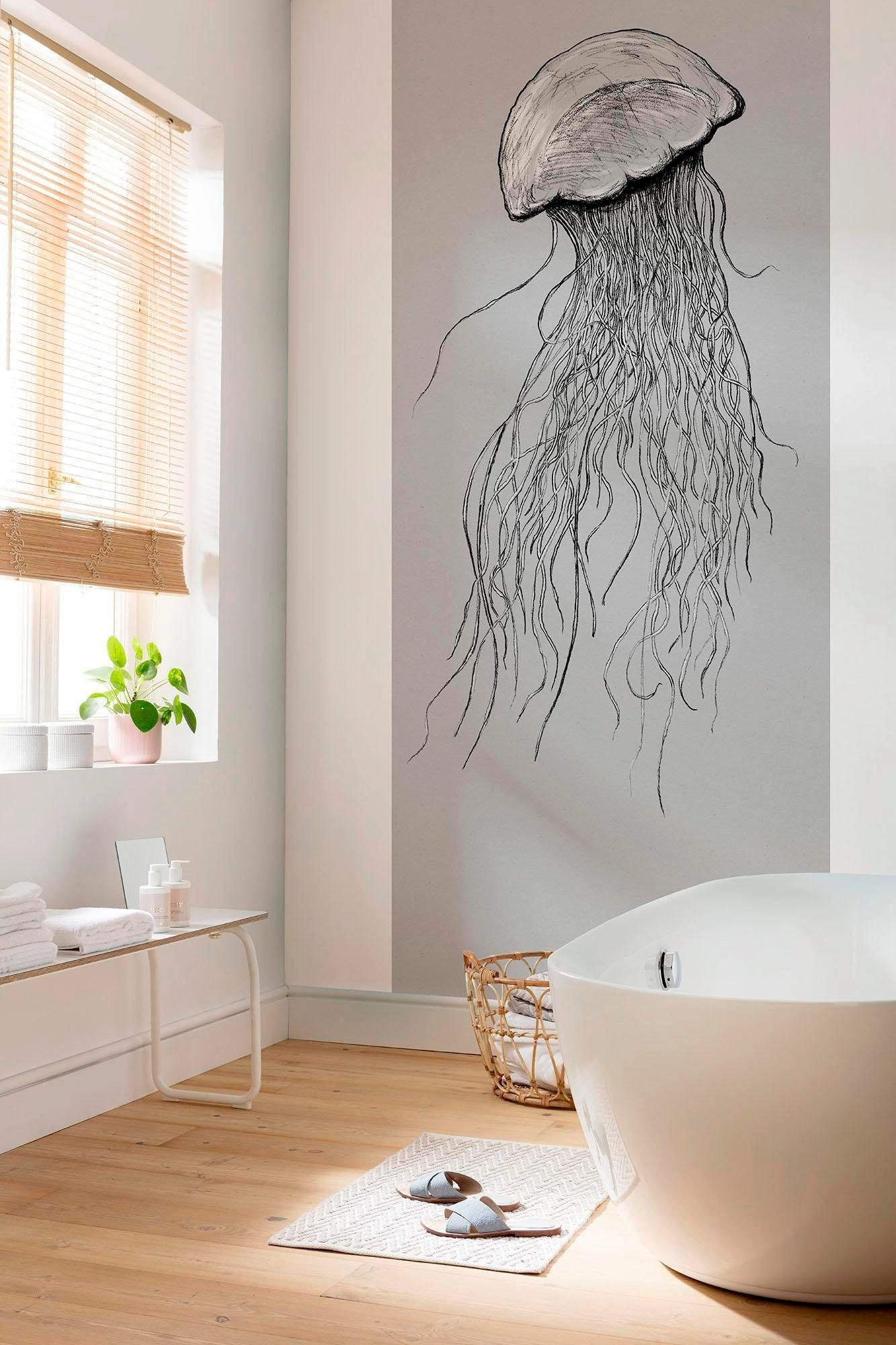 Komar Vliesbehang Digitale print vlies - Jellyfish Panel - Afmeting 100 x 250 cm (1 stuk)