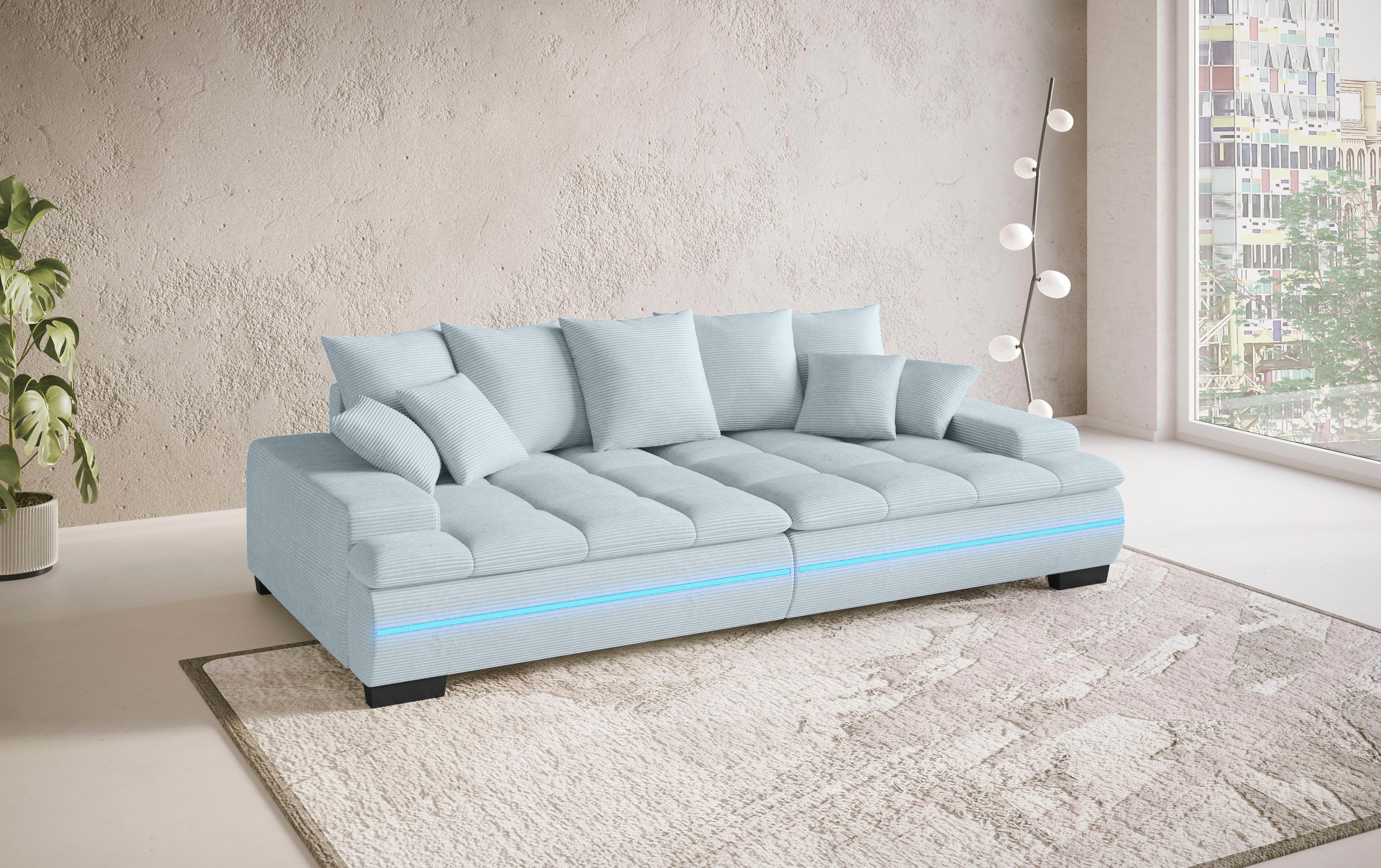 Mr. Couch Megabank Haiti II RGB-LED verlichting, koudschuim bekleding, tot 140 kg belastbaar