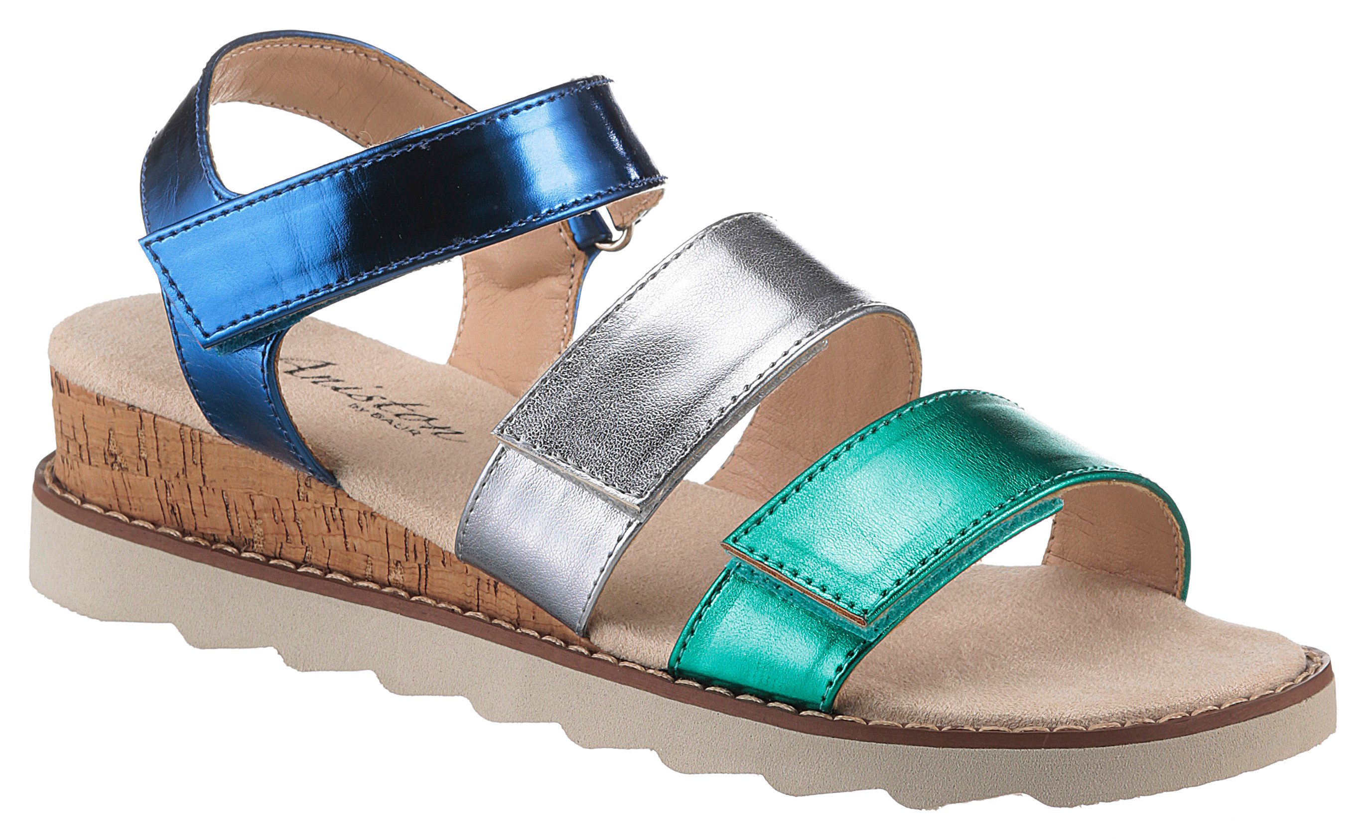 Aniston SHOES Sleehaksandaaltjes , sandaal, zomerschoen, klittenbandschoen, metallic-look - nieuwe collectie