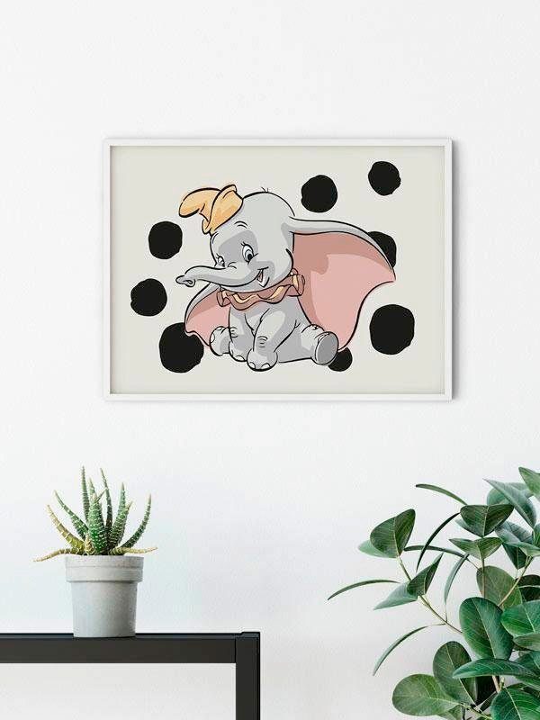 Komar Wanddecoratie Dumbo stippen Landscape Wanddecoratie voor de kinderkamer - zonder lijst (1 stuk)