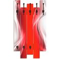 artland kapstok creatief element rood voor uw artdesign ruimtebesparende kapstok van hout met 8 haken, geschikt voor kleine, smalle hal, halkapstok rood