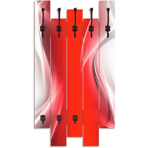 Artland Kapstok Creatief element rood voor uw artdesign ruimtebesparende kapstok van hout met 8 haken, geschikt voor kleine, smalle hal, halkapstok
