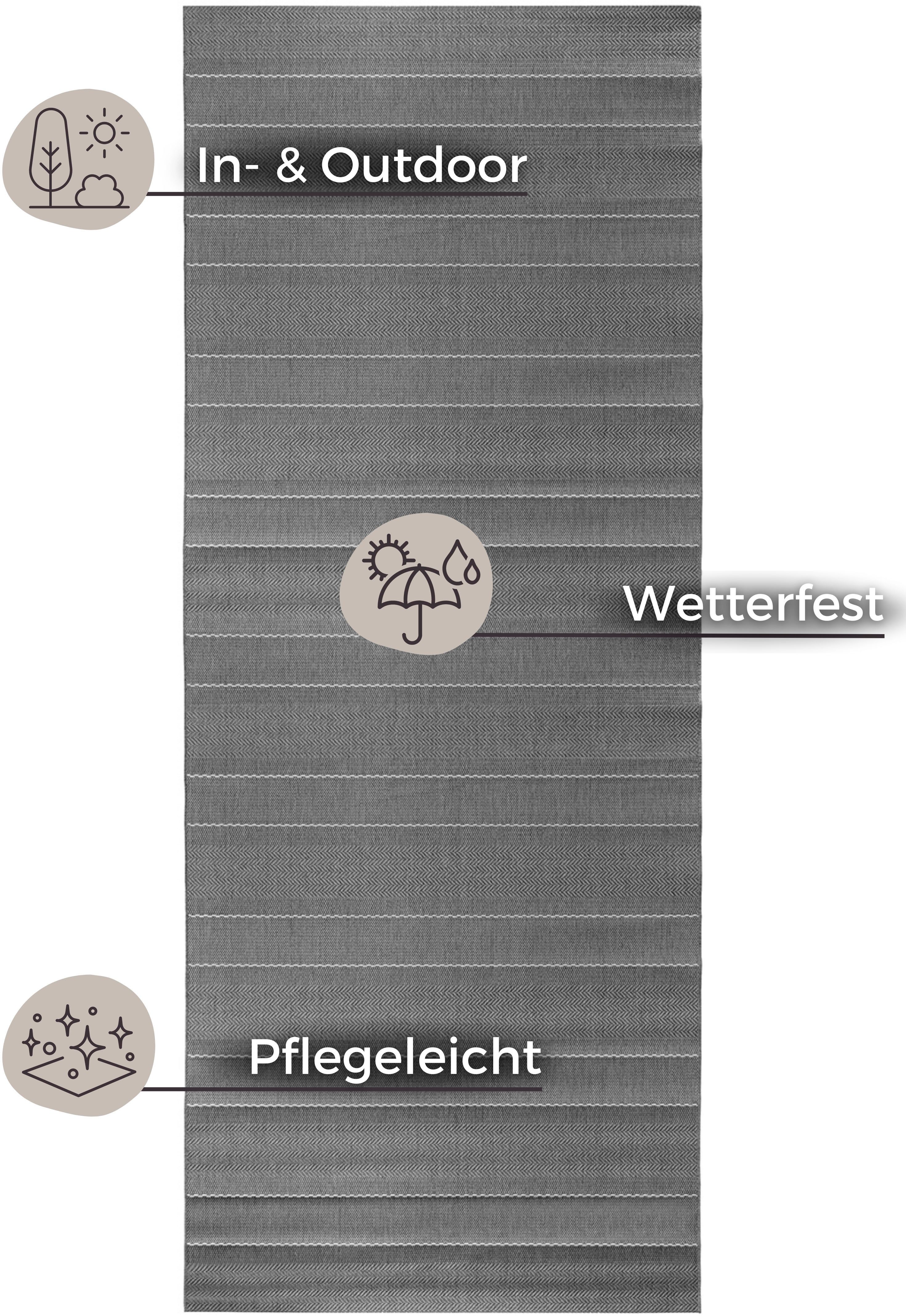 HANSE Home Vloerkleed Fürth Binnen- en buitengebruik, loper, weerbestendig, balkon, tuin, woonkamer, modern