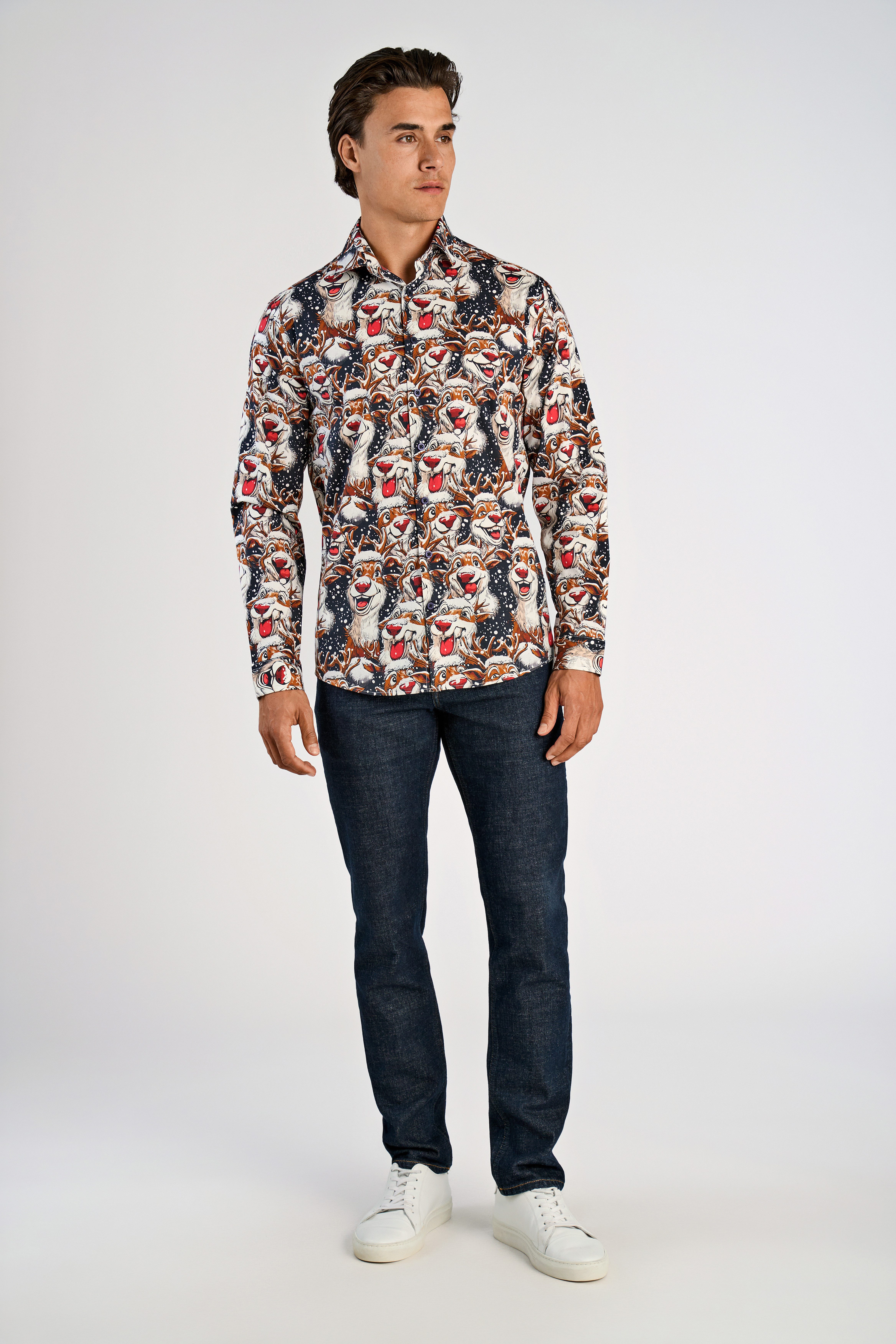 LINDBERGH Overhemd met lange mouwen met kerstachtige all-over print