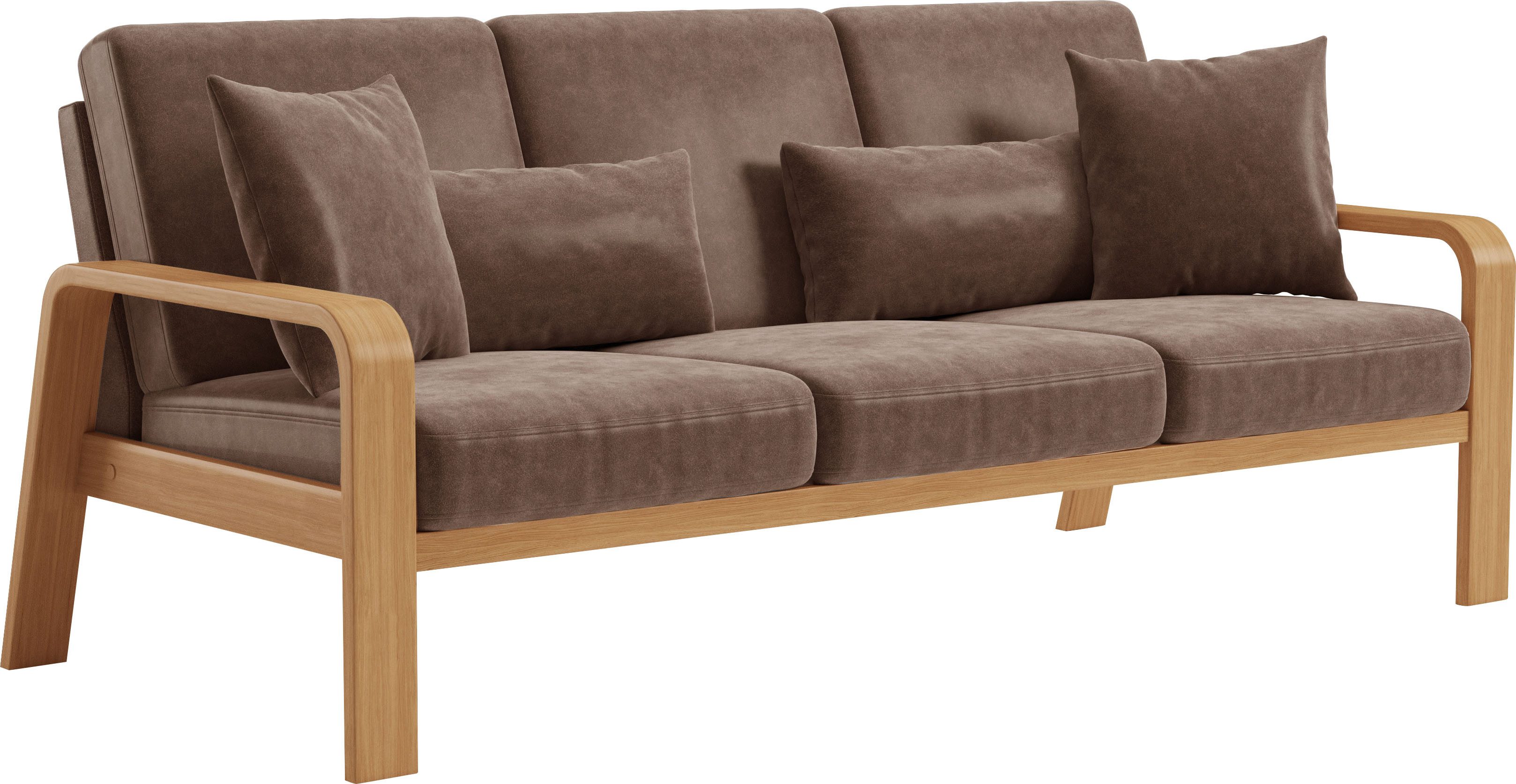 sit&more 3-zitsbank Kolding Armleuningen van eikenkleurig beukenhout, verschillende bekledingen en kleuren