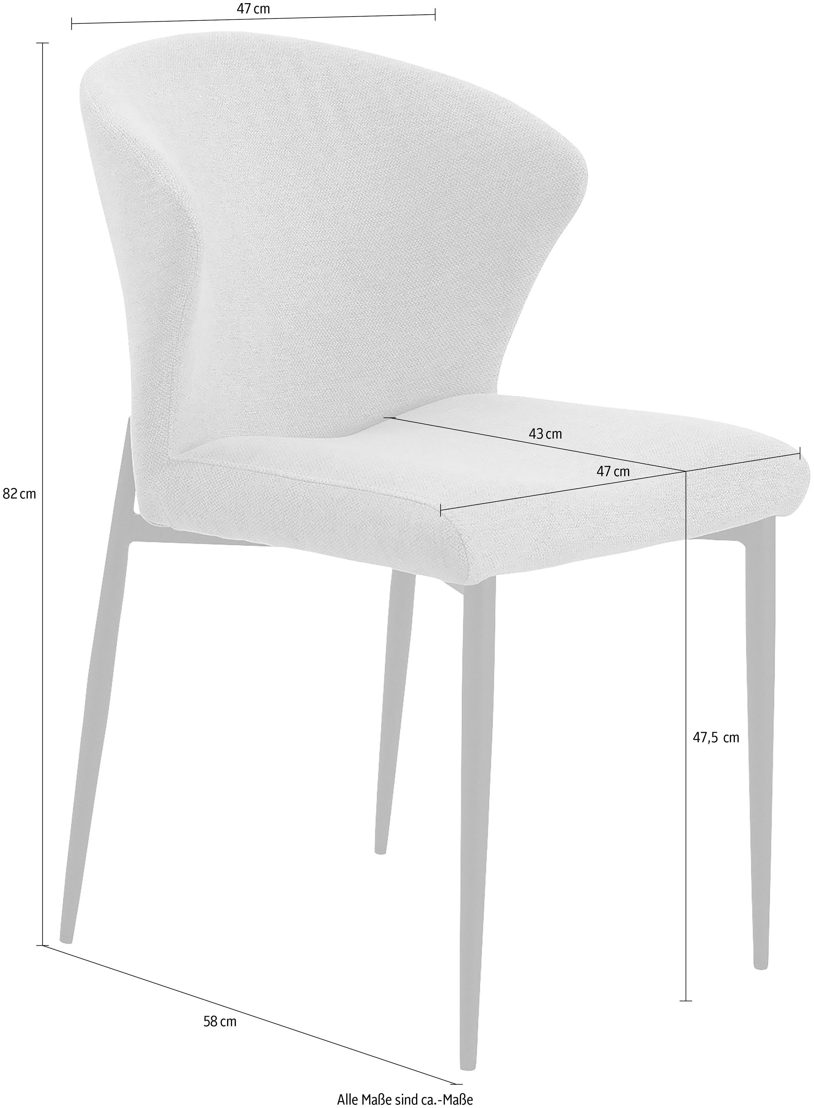 SalesFever Eetkamerstoel Dallas set van 2 met metalen frame, b 63, h 87, d 56 cm (set, 2 stuks)