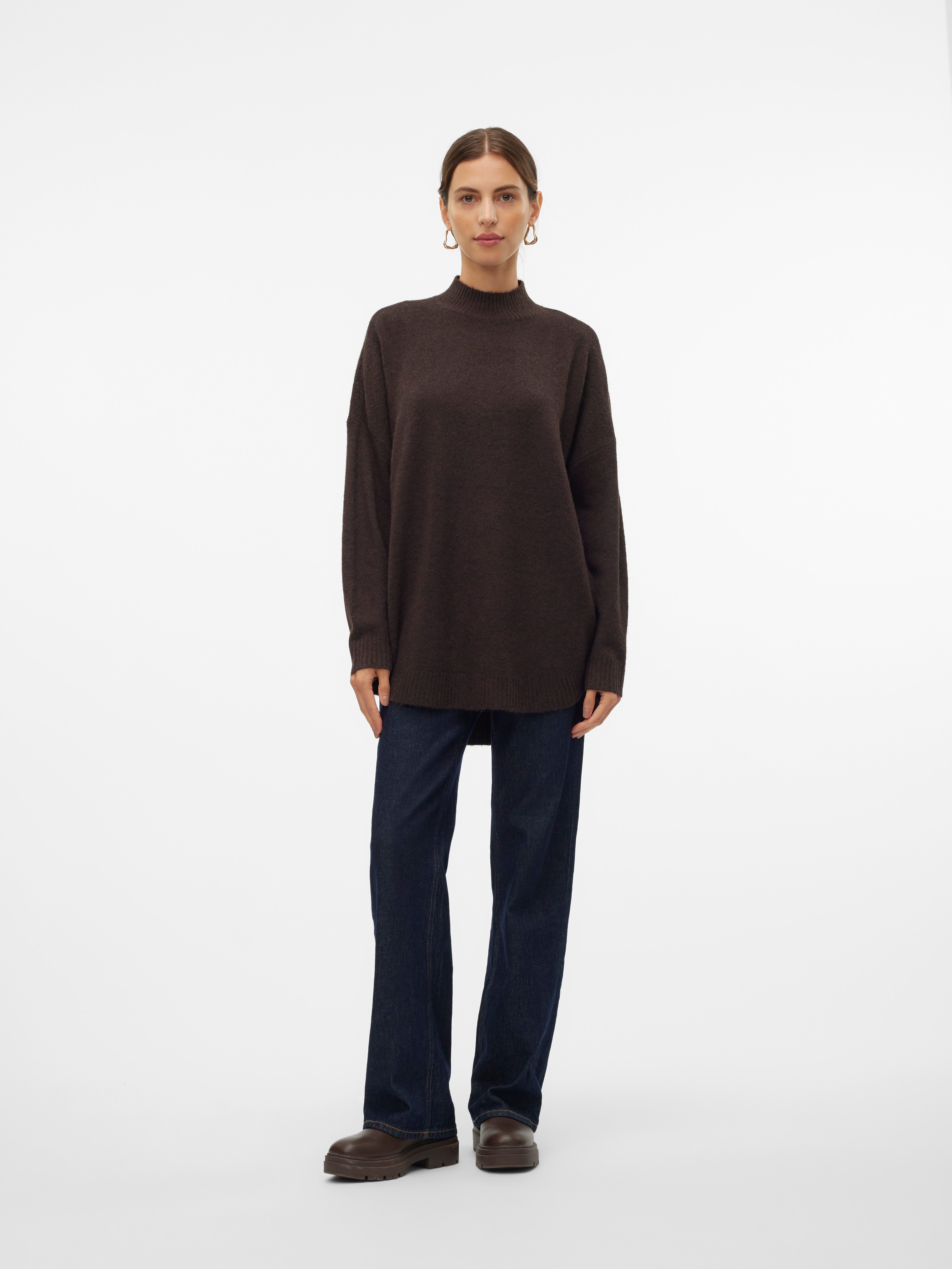 Vero Moda Gebreide trui VMPLAZA LS HIGHNECK LONG PULLOVER GA BOO