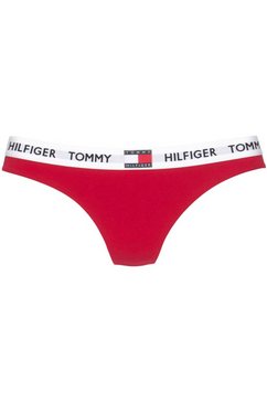 tommy hilfiger underwear slip thong met contrastkleurige band  tommy hilfiger-logo-badge rood