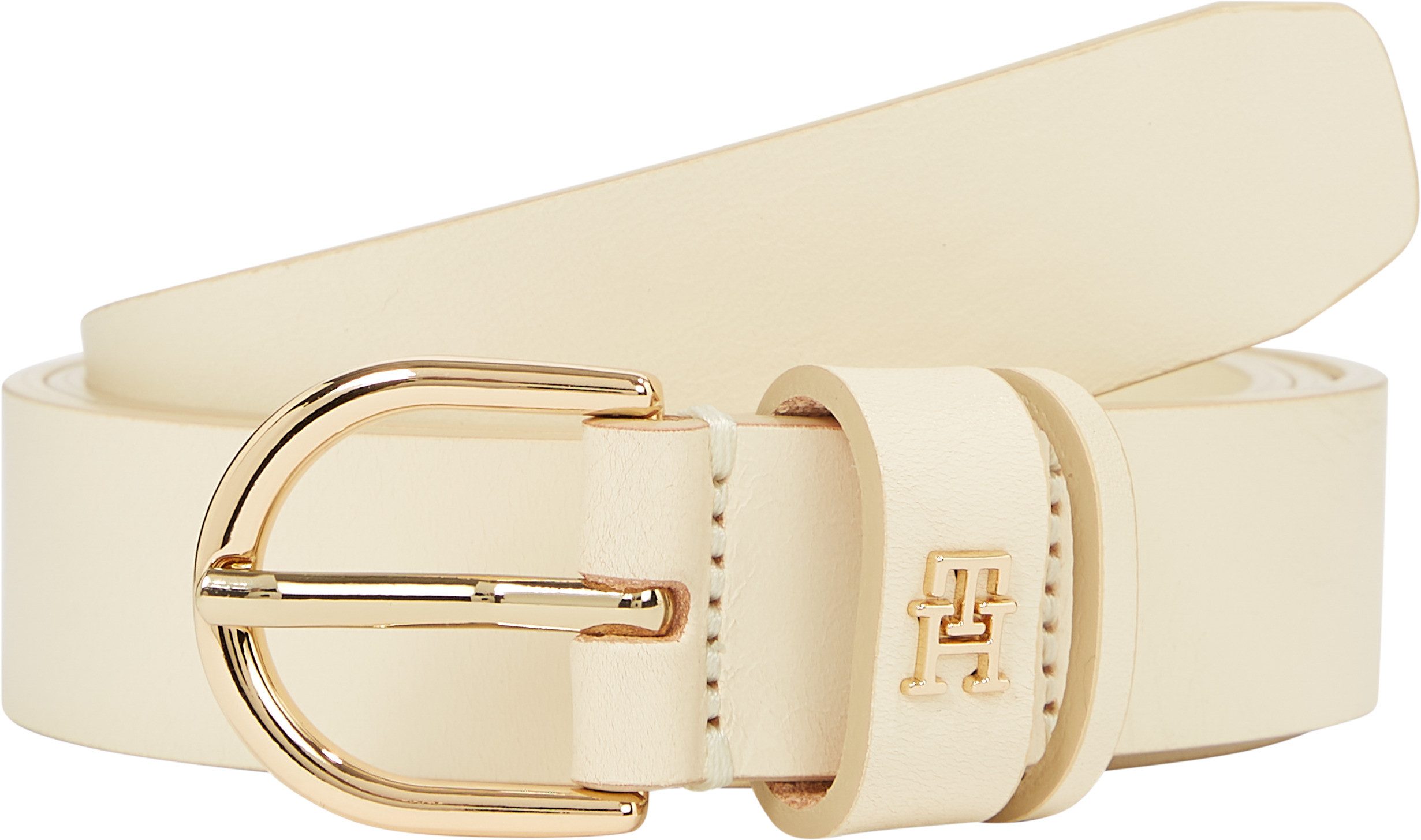 Tommy Hilfiger Leren riem ESSENTIAL EFFORTLESS 2.5 GOLD Logo-embleem, zachte haptiek, ovale eenvoudige pin sluiting