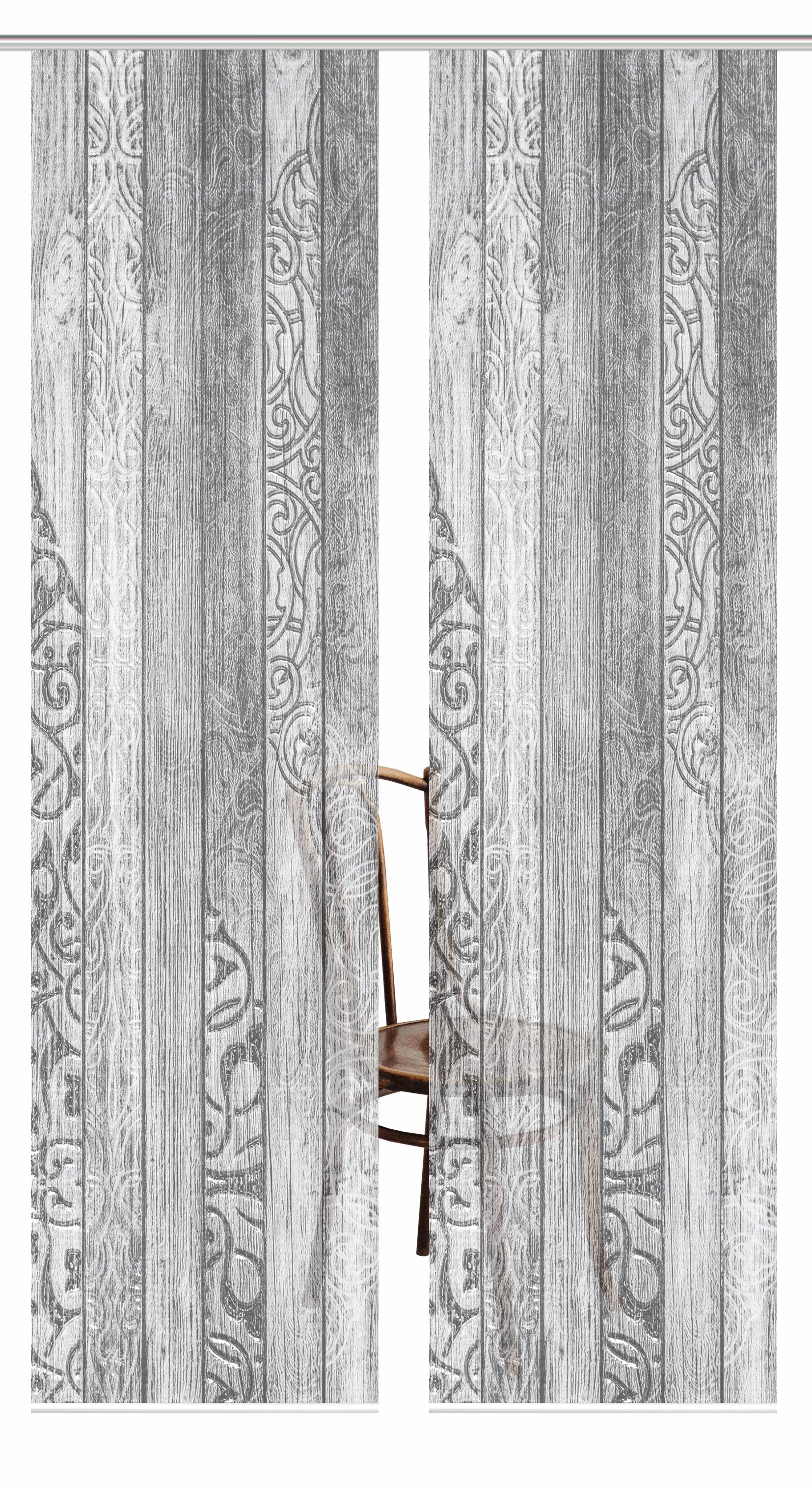 HOME in green Paneelgordijn LEGNO SET DIGITALE PRINT, BAMBOELOOK GERECYCLED (2 stuks)