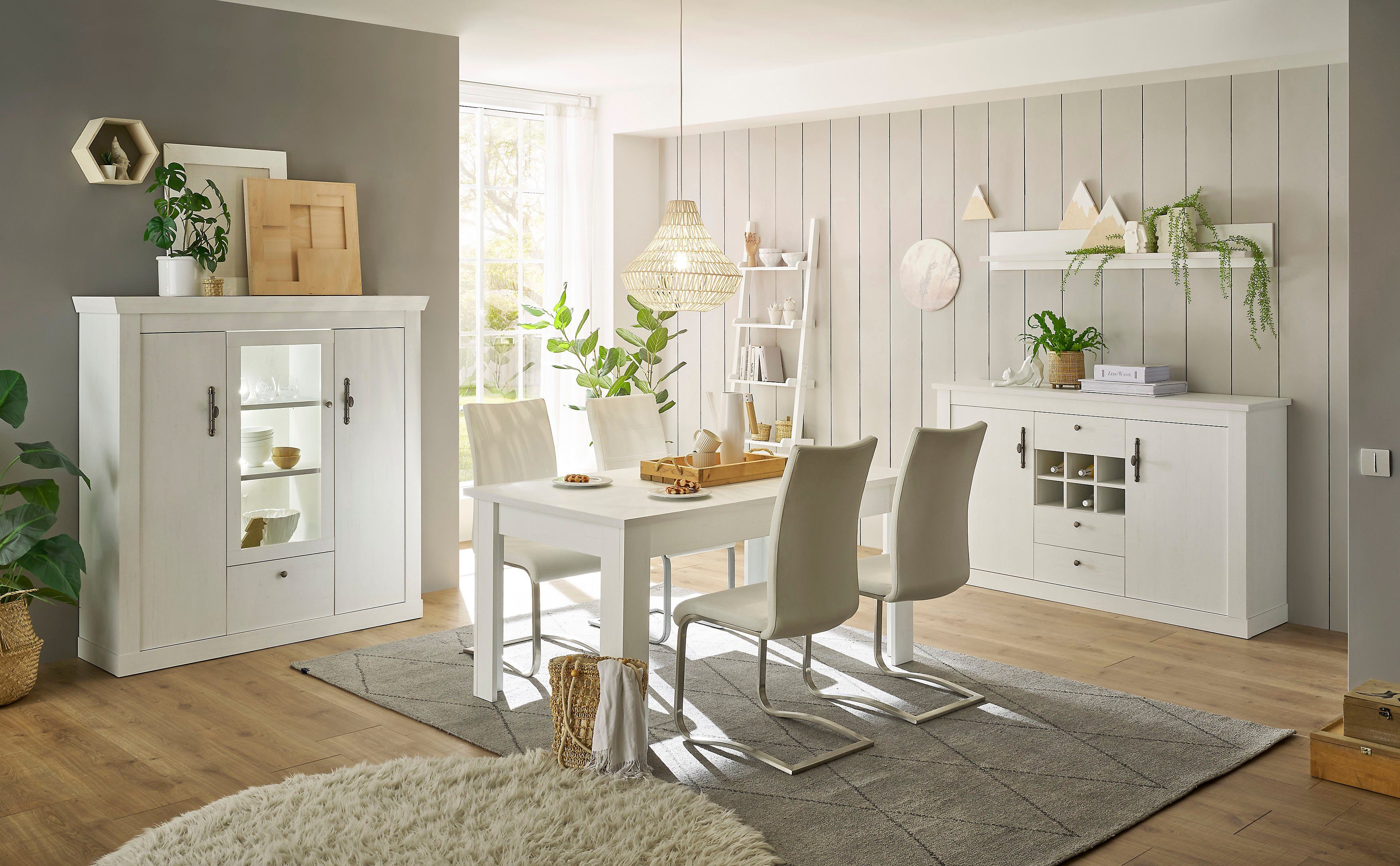Home affaire Highboard Ravenna in romantische landelijke stijl, grepen van metaal, hoogte 146 cm