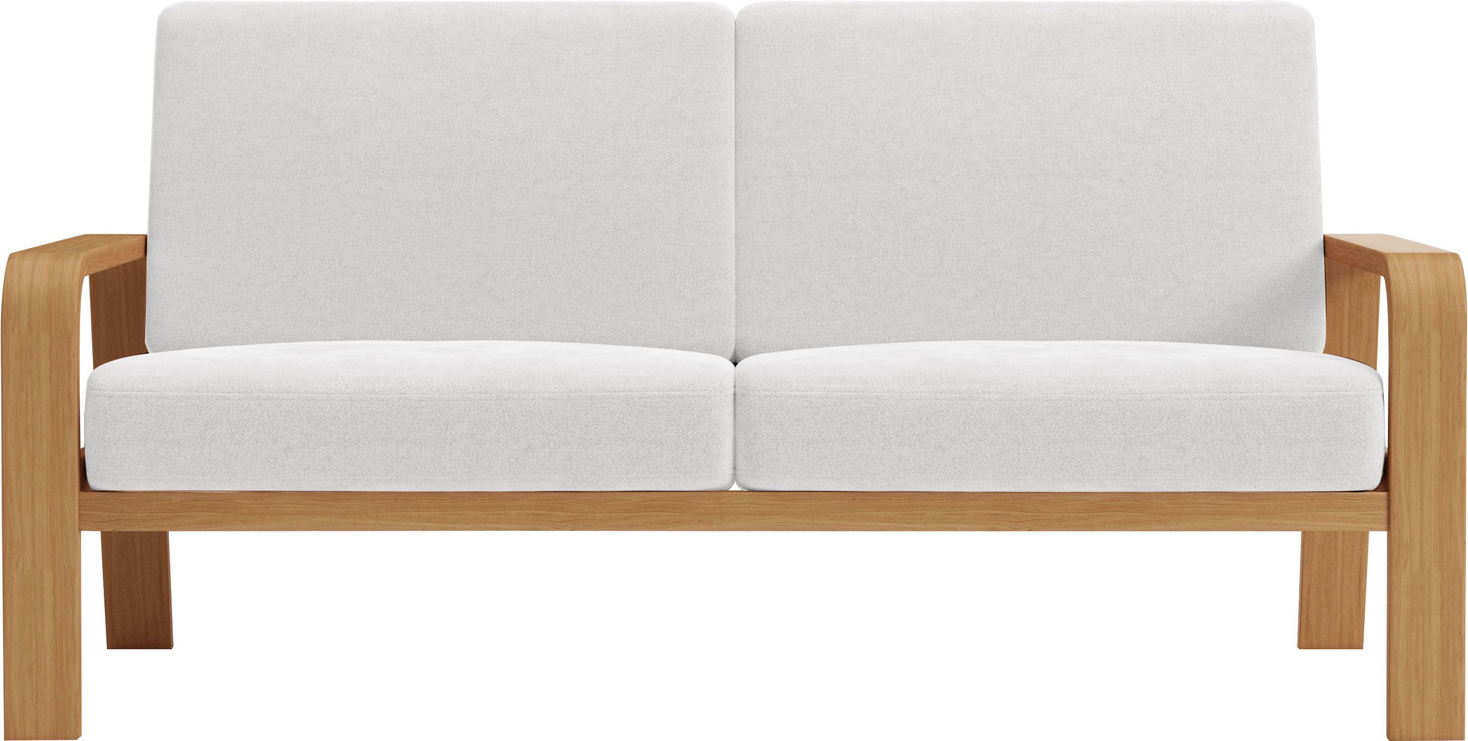 sit&more 2,5-zitsbank Kolding Armleuningen van eikenkleurig beukenhout, verschillende bekledingen en kleuren wit, 2-zitsbanken