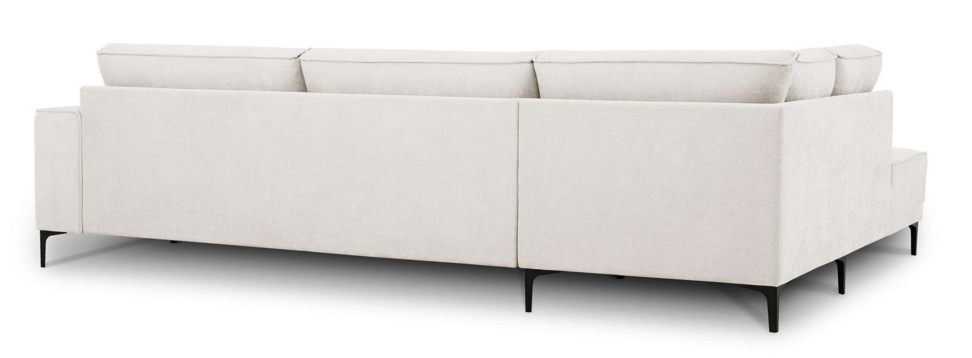Places of Style Hoekbank Oland, structuur, platweefsel, luxe microvezel, bouclé L-vorm, 289 cm, golfondersteuning, Scandinavisch ontwerp, metalen poten