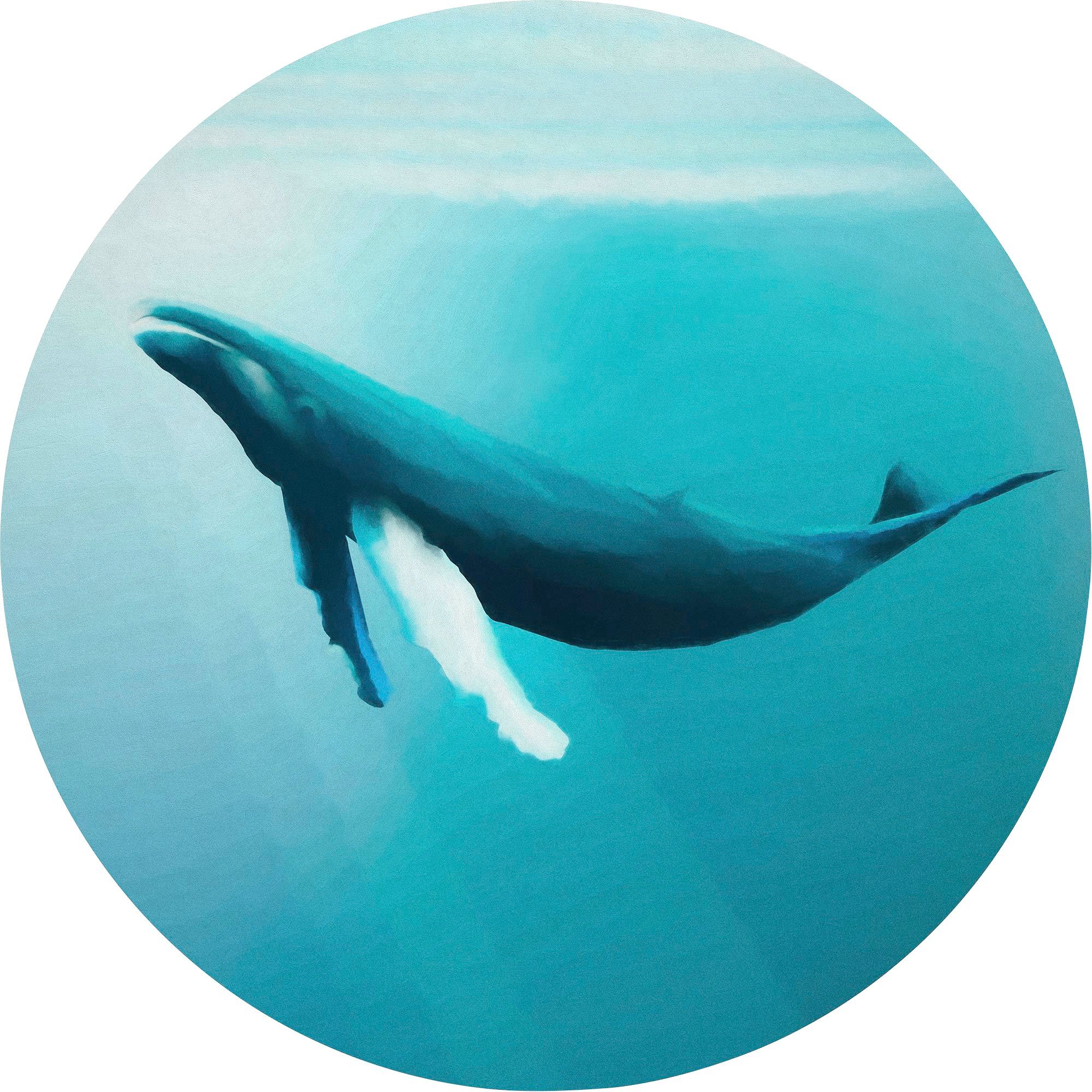 komar fotobehang whale watching 125 x 125 cm (breedte x hoogte), rond en zelfklevend (1 stuk) multicolor