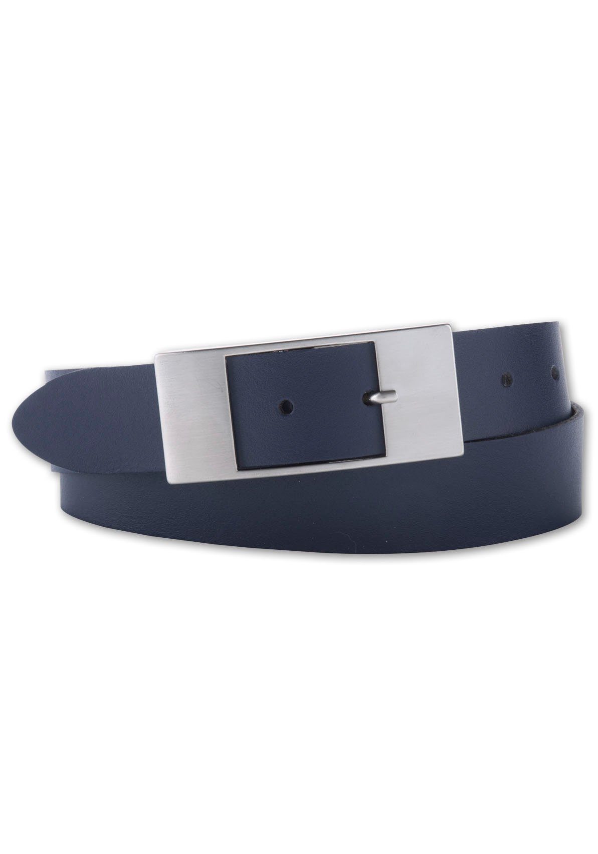 BERND GÖTZ Leren riem met coole vlakke rechthoekige gesp unisex riemen maat 110 blauw