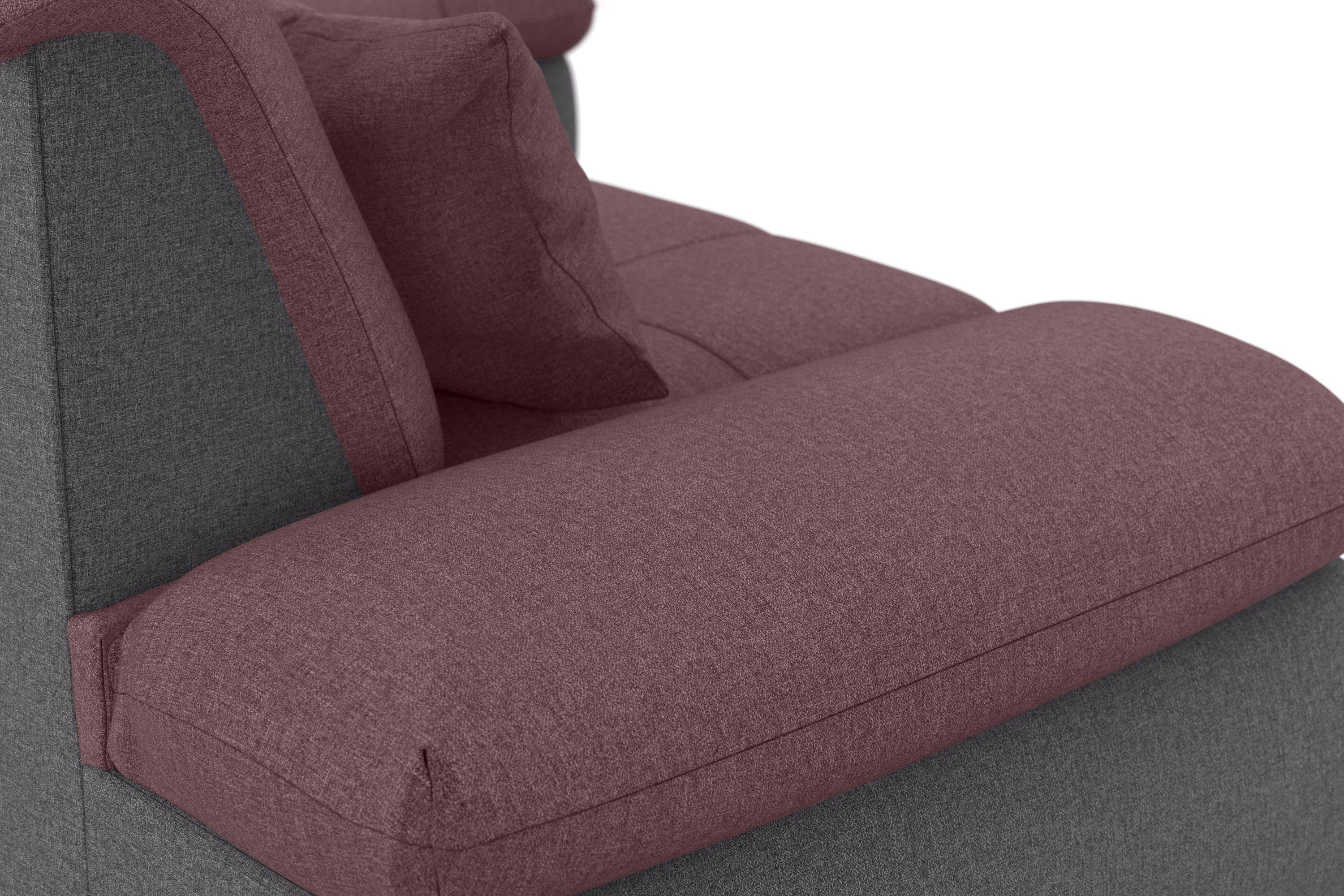 DOMO collection Hoekbank Moric, L-vorm, XXL-bank - Breedte 300cm keuze met bedfunctie en armleuningverstelling, donkergroen