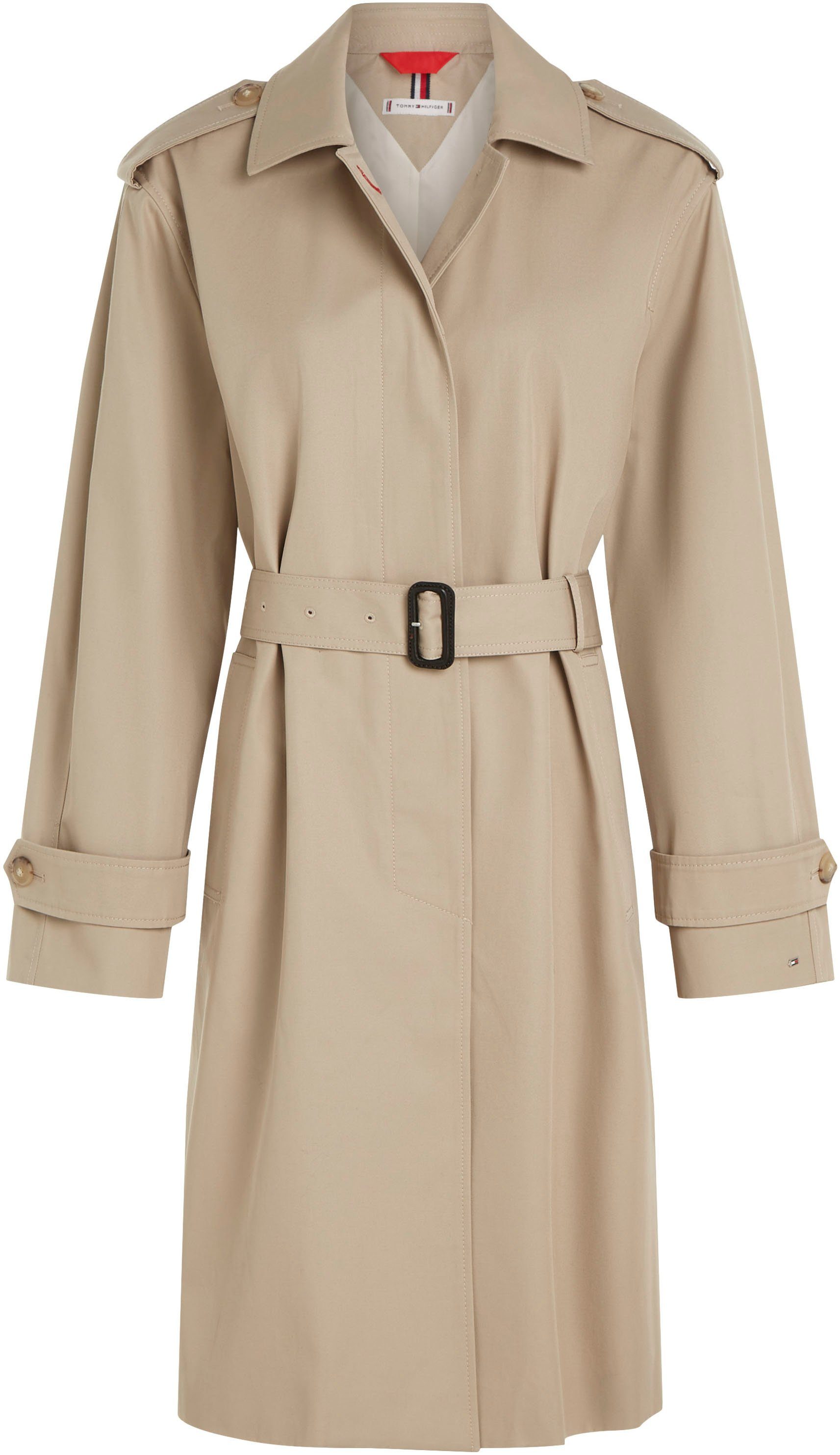 Tommy Hilfiger Trenchcoat COTTON SB BELTED COAT met geknoopte schouderbanden